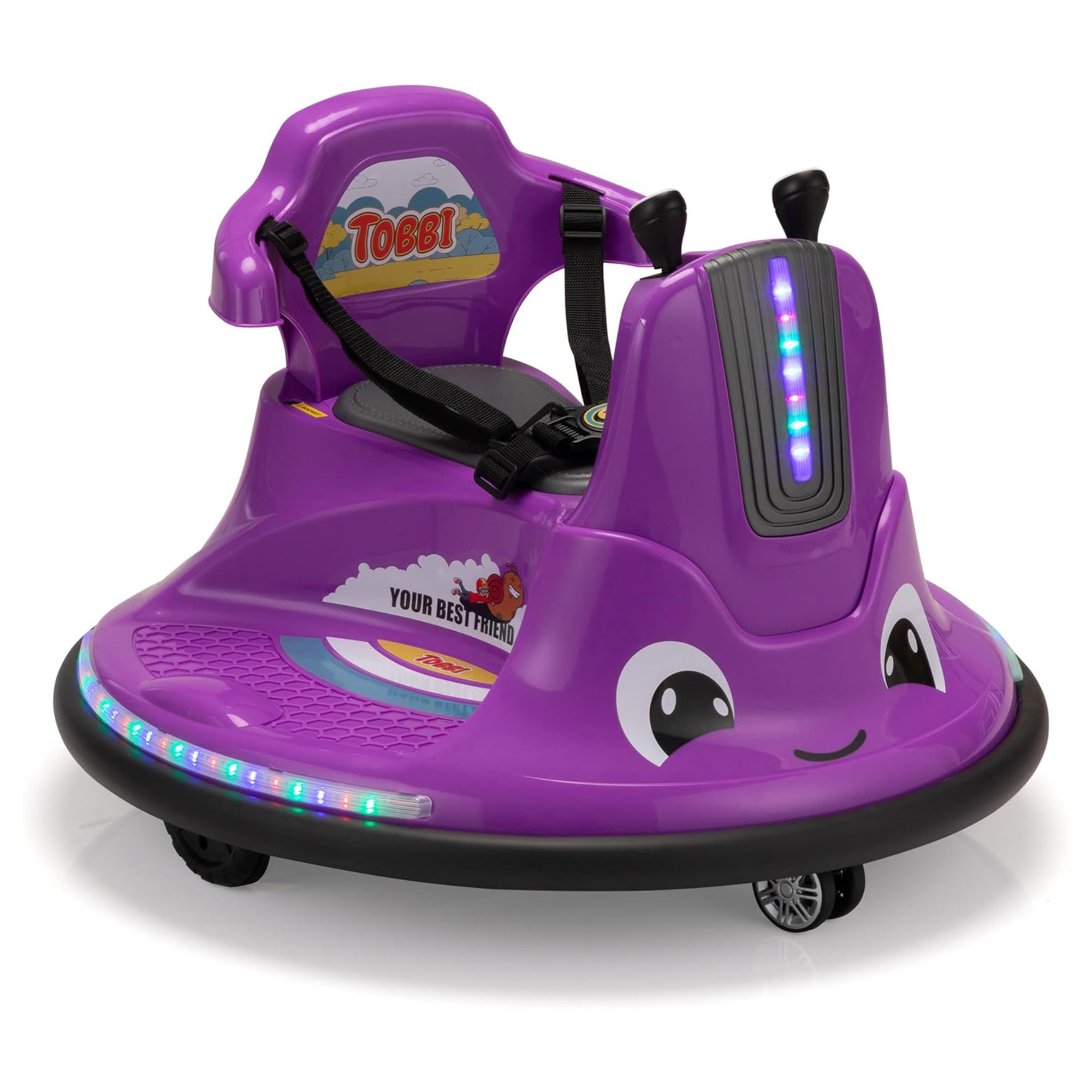TOBBI 12V Snail Baby Bumper Electric Car, Kids Ride On Toy with Remote, Purple - Smart-nests