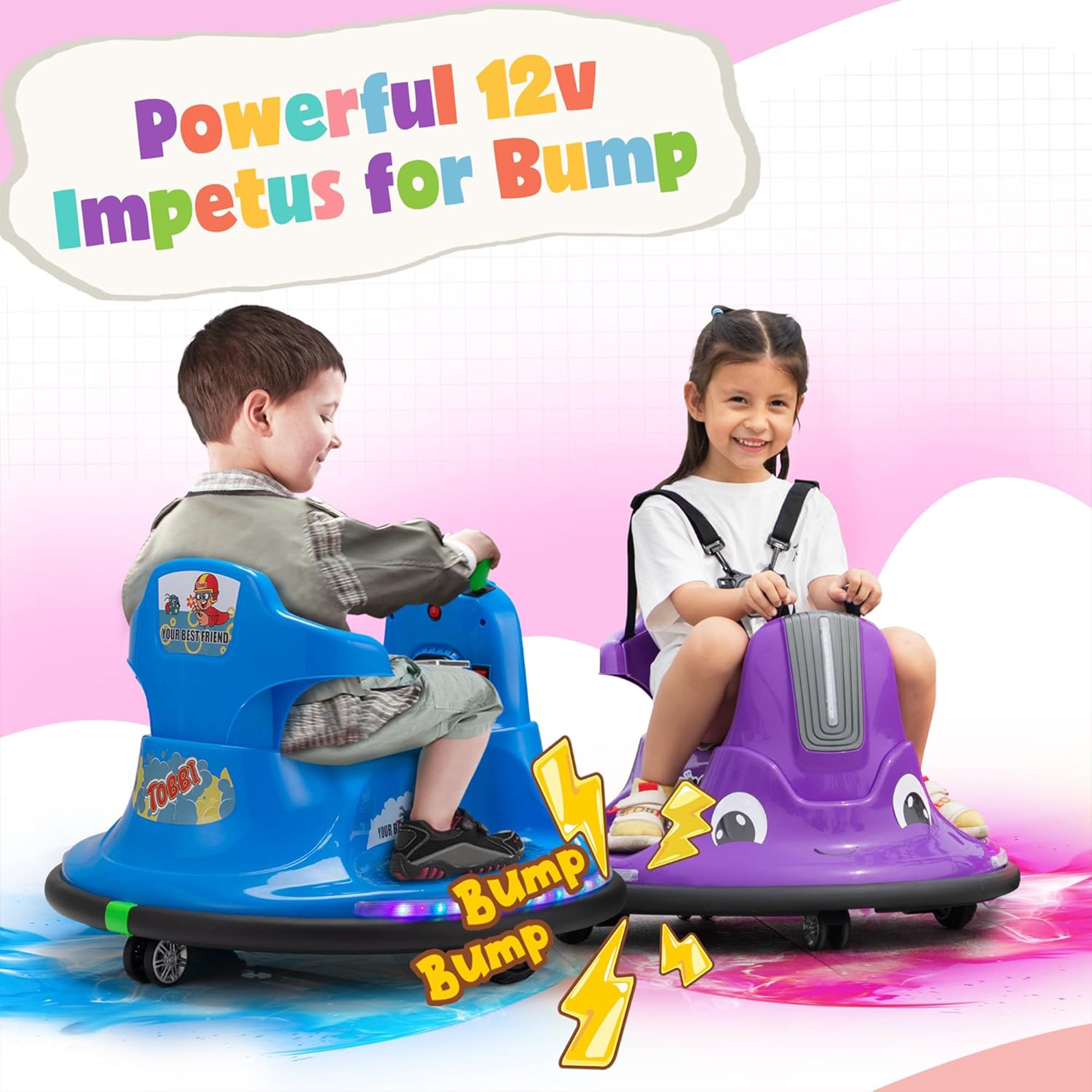 TOBBI 12V Snail Baby Bumper Electric Car, Kids Ride On Toy with Remote, Purple - Smart-nests