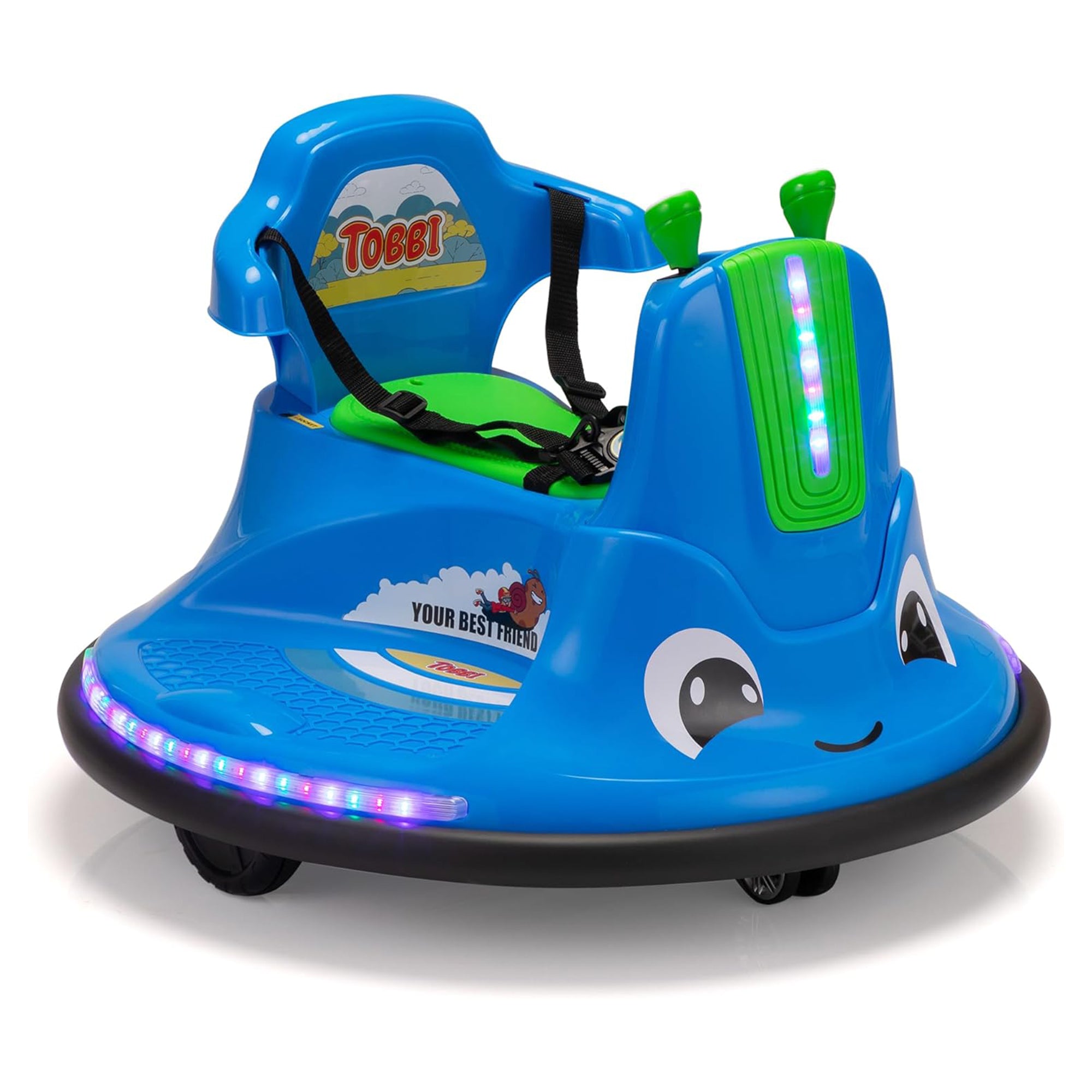 TOBBI 12V Snail Baby Bumper Electric Car, Kids Ride On Toy with Remote, Azure - Smart-nests