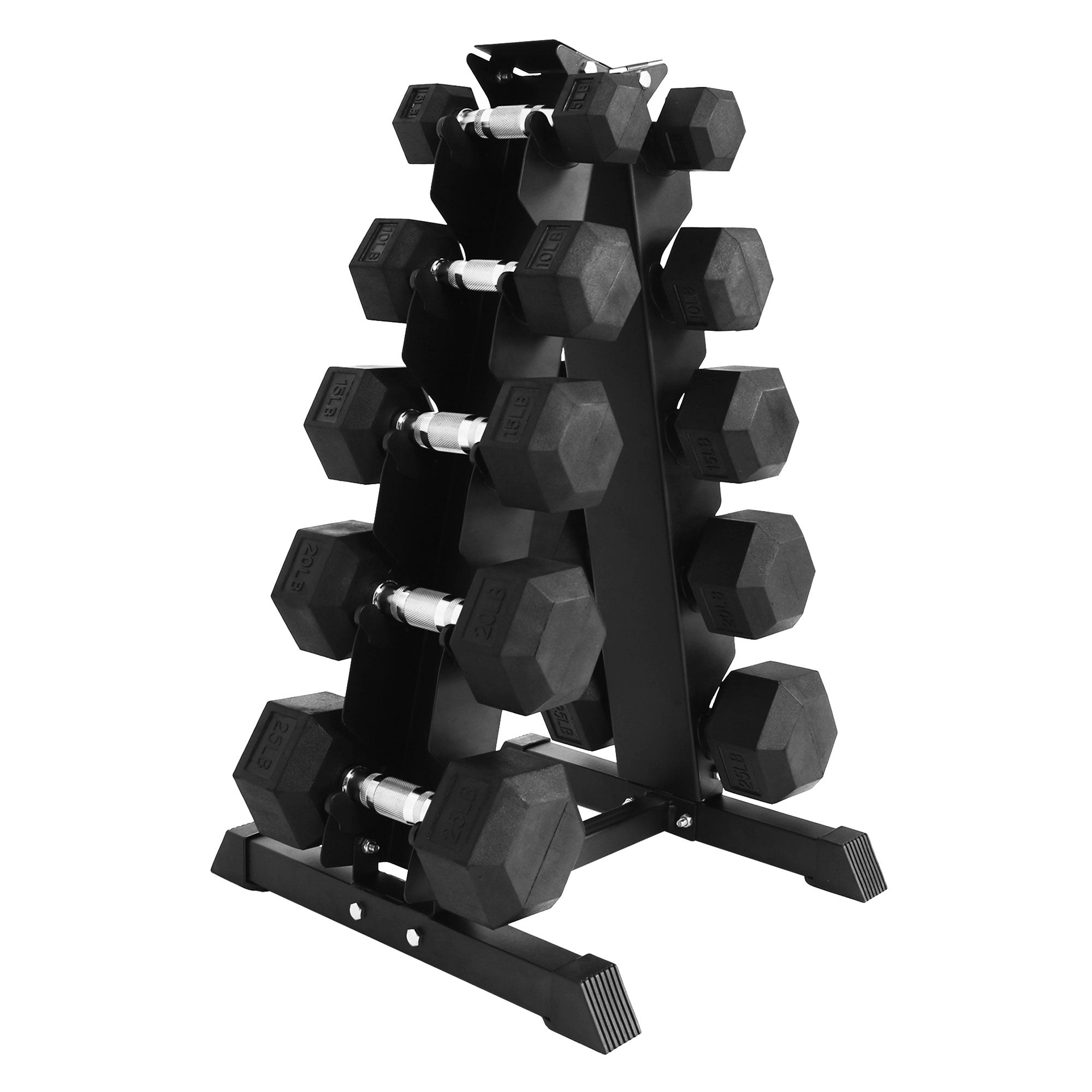 BalanceFrom Signature Alloy Steel 150 lb Rubber Encased Hex Dumbbell Set, Black - Smart-nests