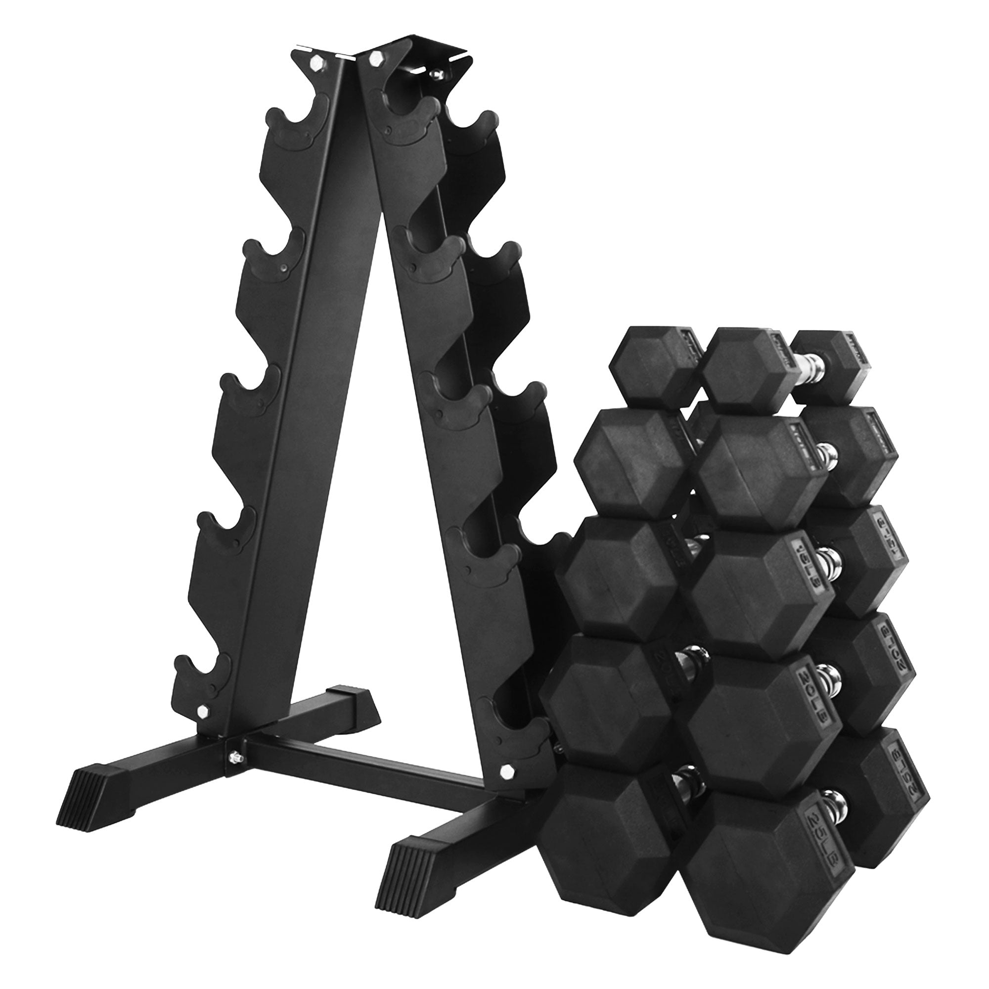 BalanceFrom Signature Alloy Steel 150 lb Rubber Encased Hex Dumbbell Set, Black - Smart-nests