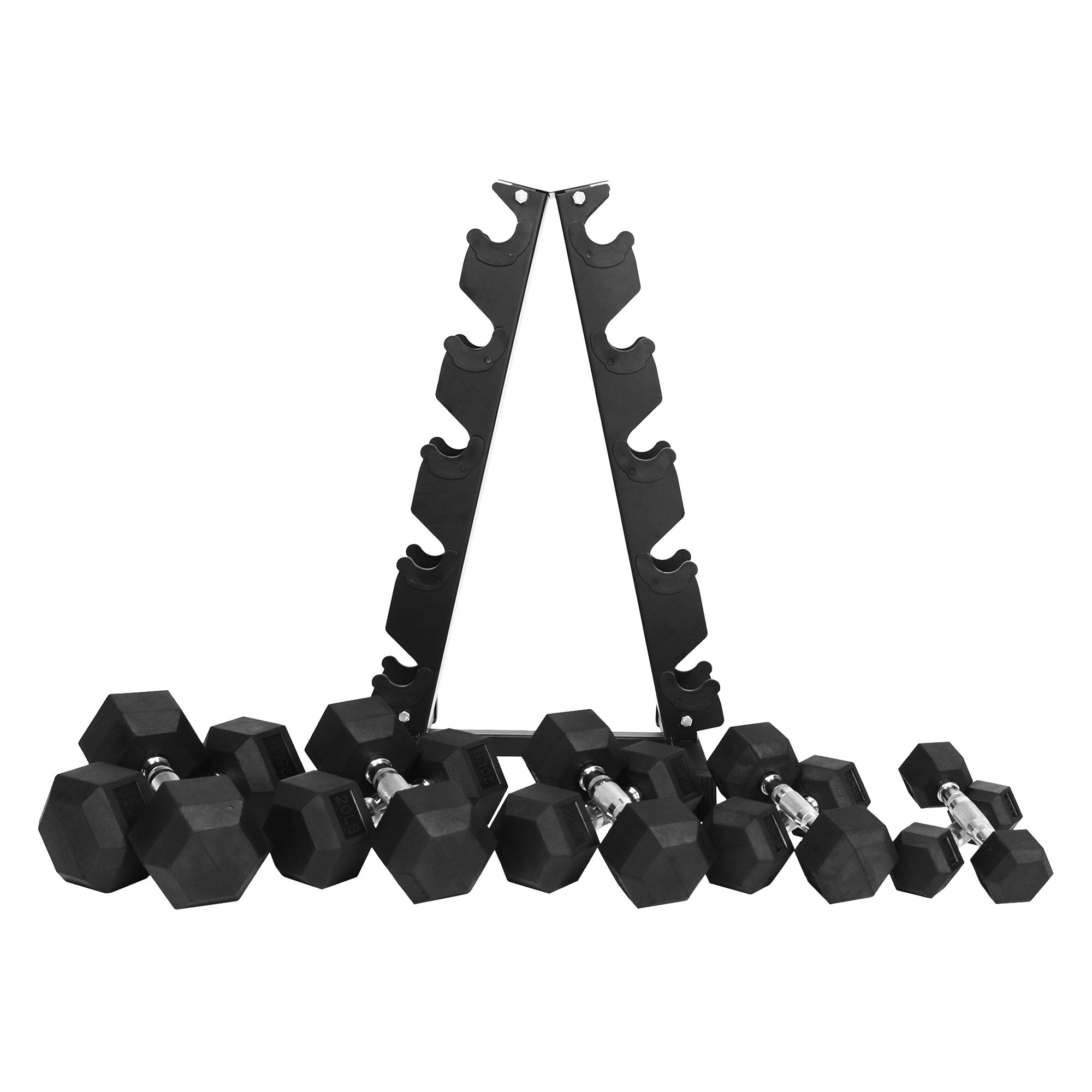BalanceFrom Signature Alloy Steel 150 lb Rubber Encased Hex Dumbbell Set, Black - Smart-nests