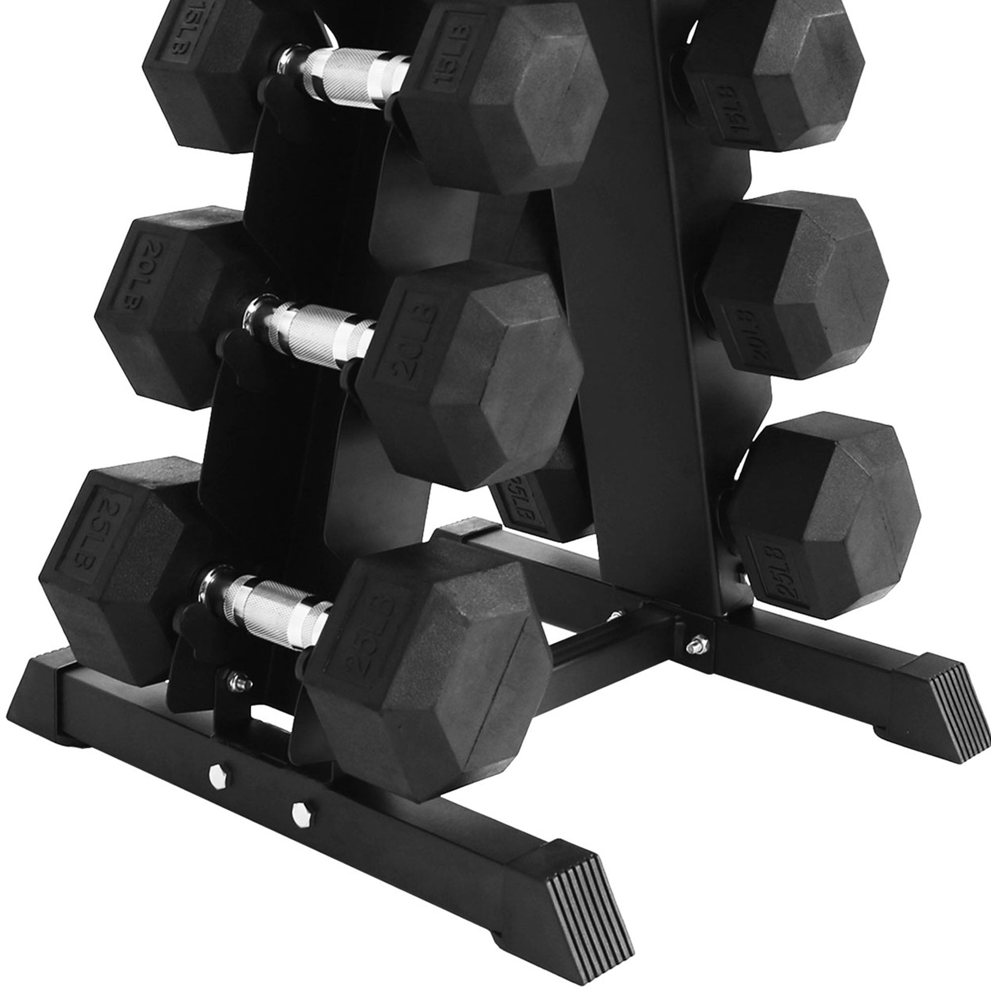 BalanceFrom Signature Alloy Steel 150 lb Rubber Encased Hex Dumbbell Set, Black - Smart-nests