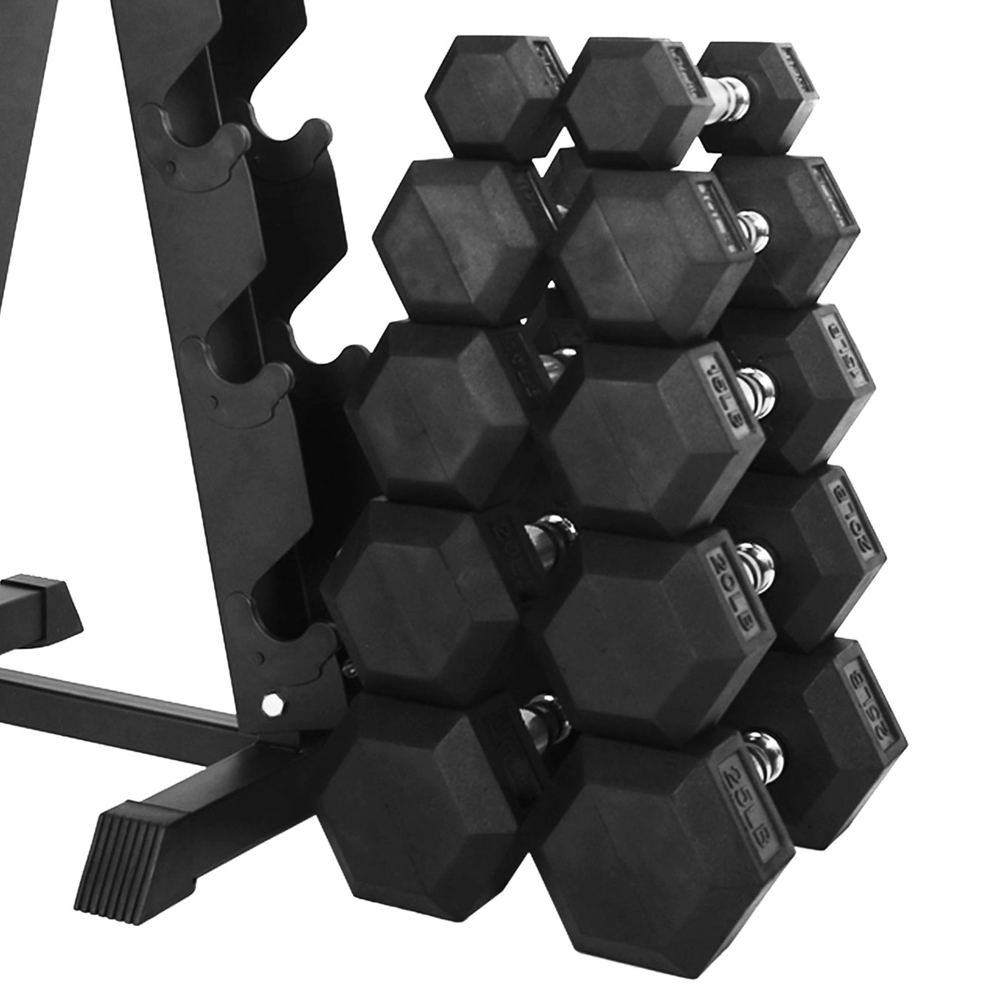 BalanceFrom Signature Alloy Steel 150 lb Rubber Encased Hex Dumbbell Set, Black - Smart-nests