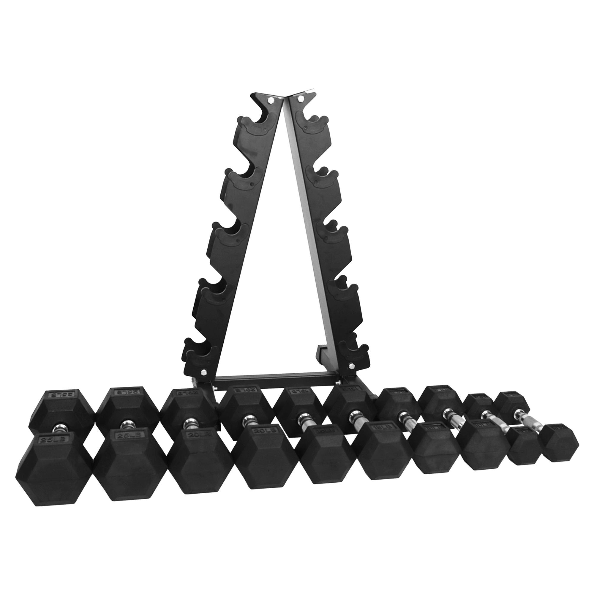 BalanceFrom Signature Alloy Steel 150 lb Rubber Encased Hex Dumbbell Set, Black - Smart-nests