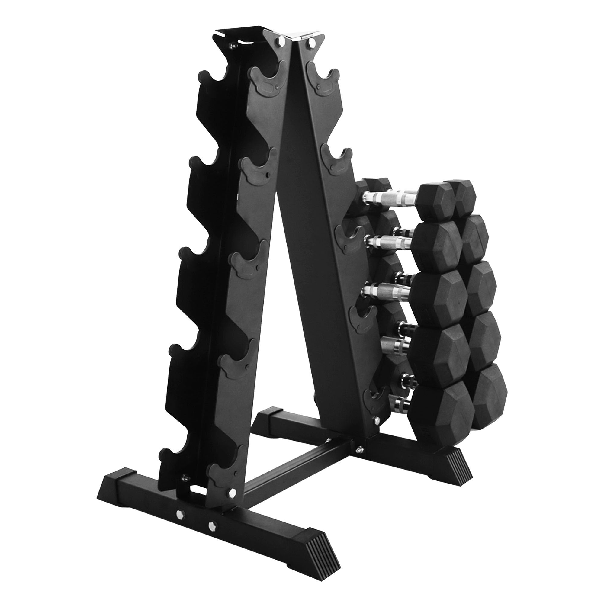 BalanceFrom Signature Alloy Steel 150 lb Rubber Encased Hex Dumbbell Set, Black - Smart-nests