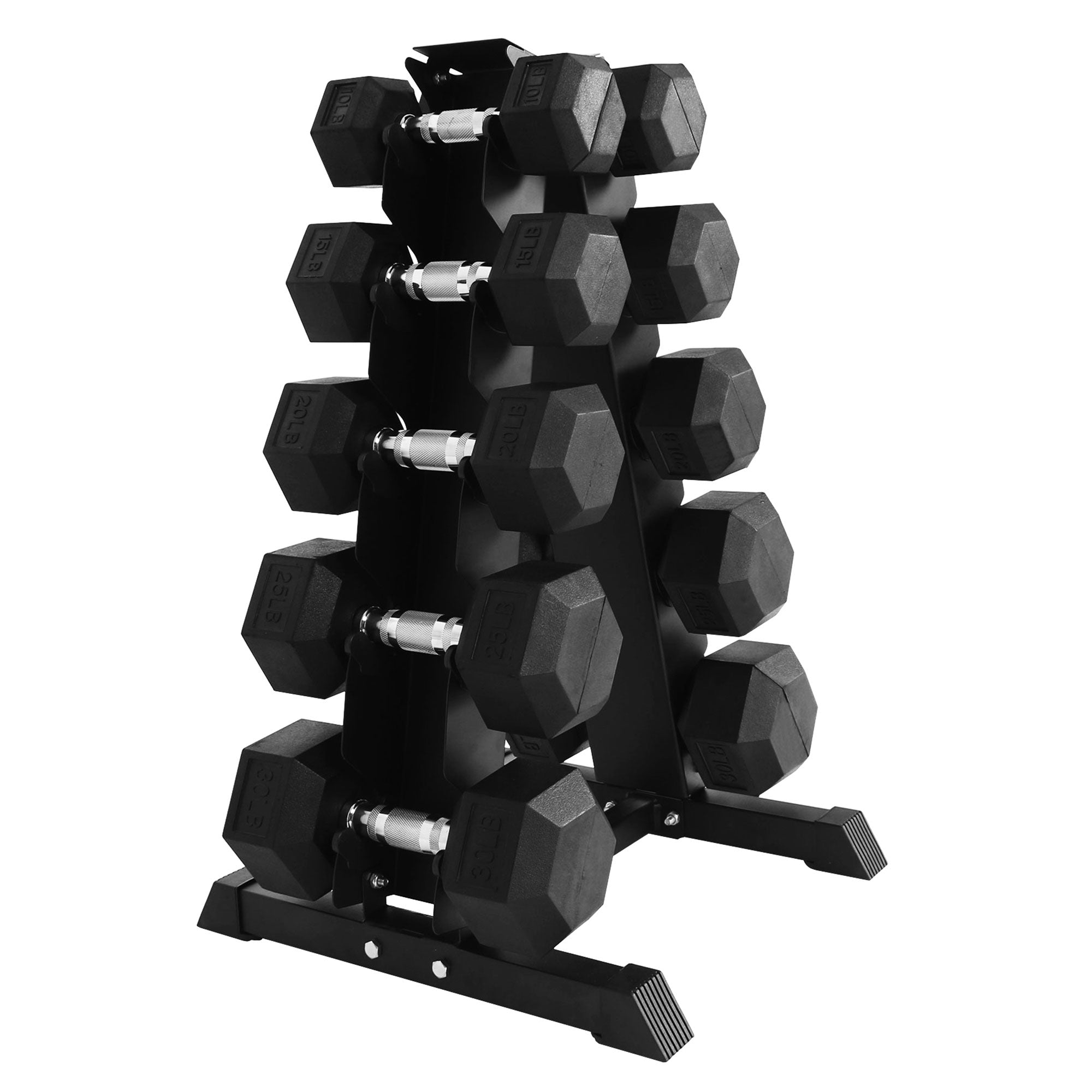 BalanceFrom Signature Alloy Steel 200 lb Rubber Encased Hex Dumbbell Set, Black - Smart-nests