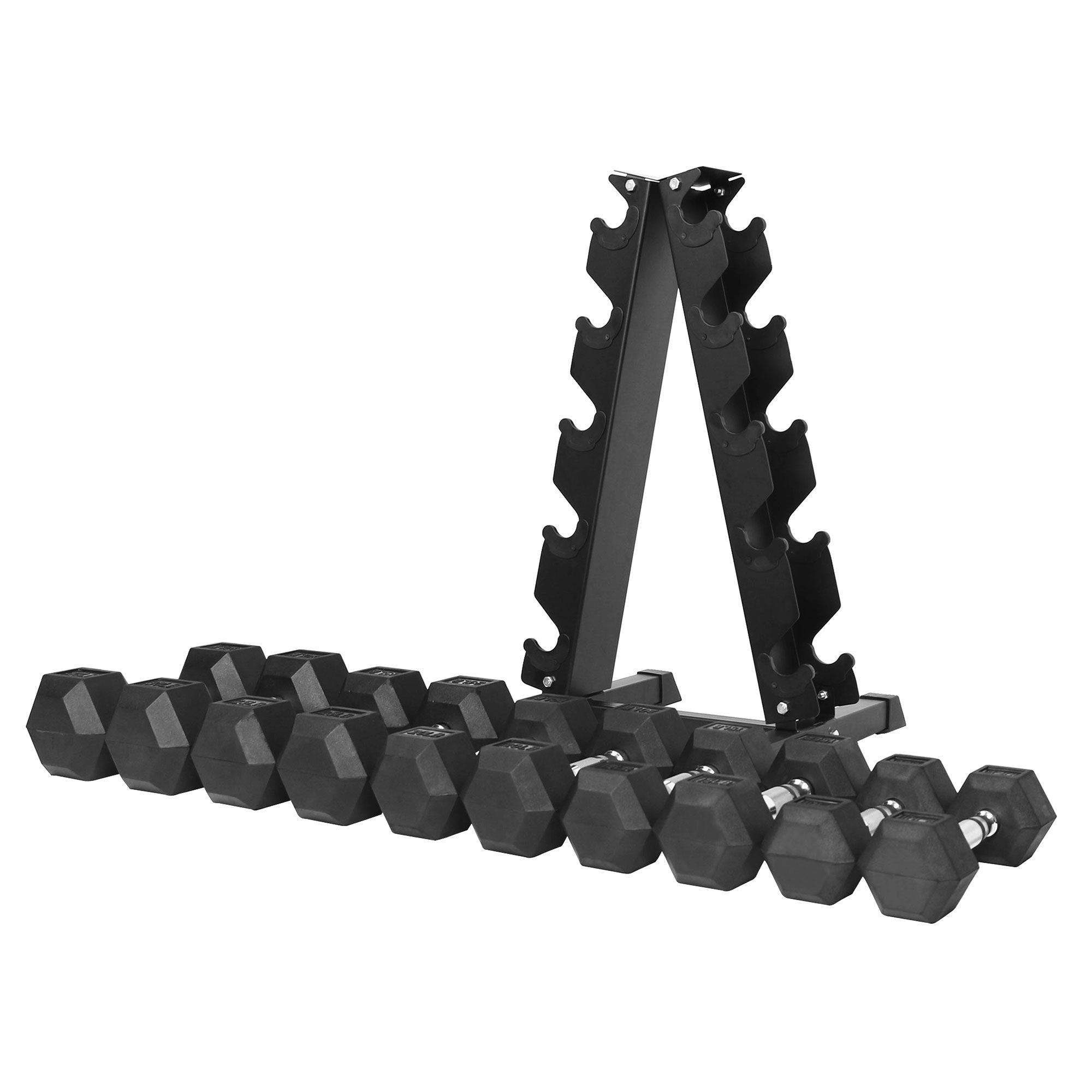 BalanceFrom Signature Alloy Steel 200 lb Rubber Encased Hex Dumbbell Set, Black - Smart-nests