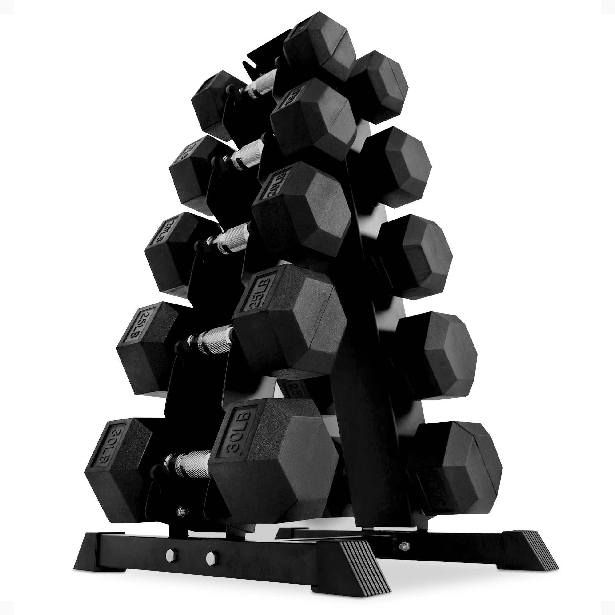 BalanceFrom Signature Alloy Steel 200 lb Rubber Encased Hex Dumbbell Set, Black - Smart-nests