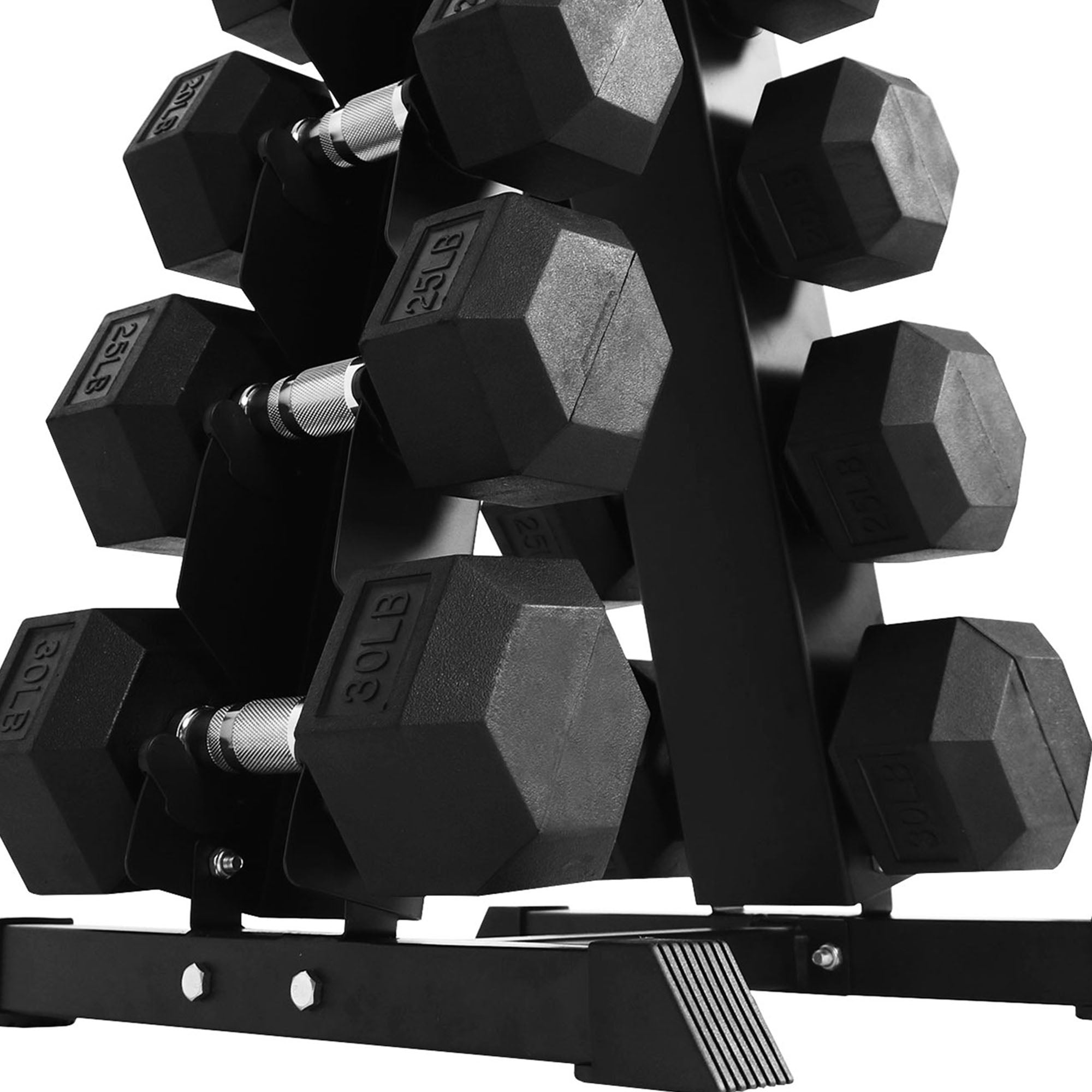 BalanceFrom Signature Alloy Steel 200 lb Rubber Encased Hex Dumbbell Set, Black - Smart-nests