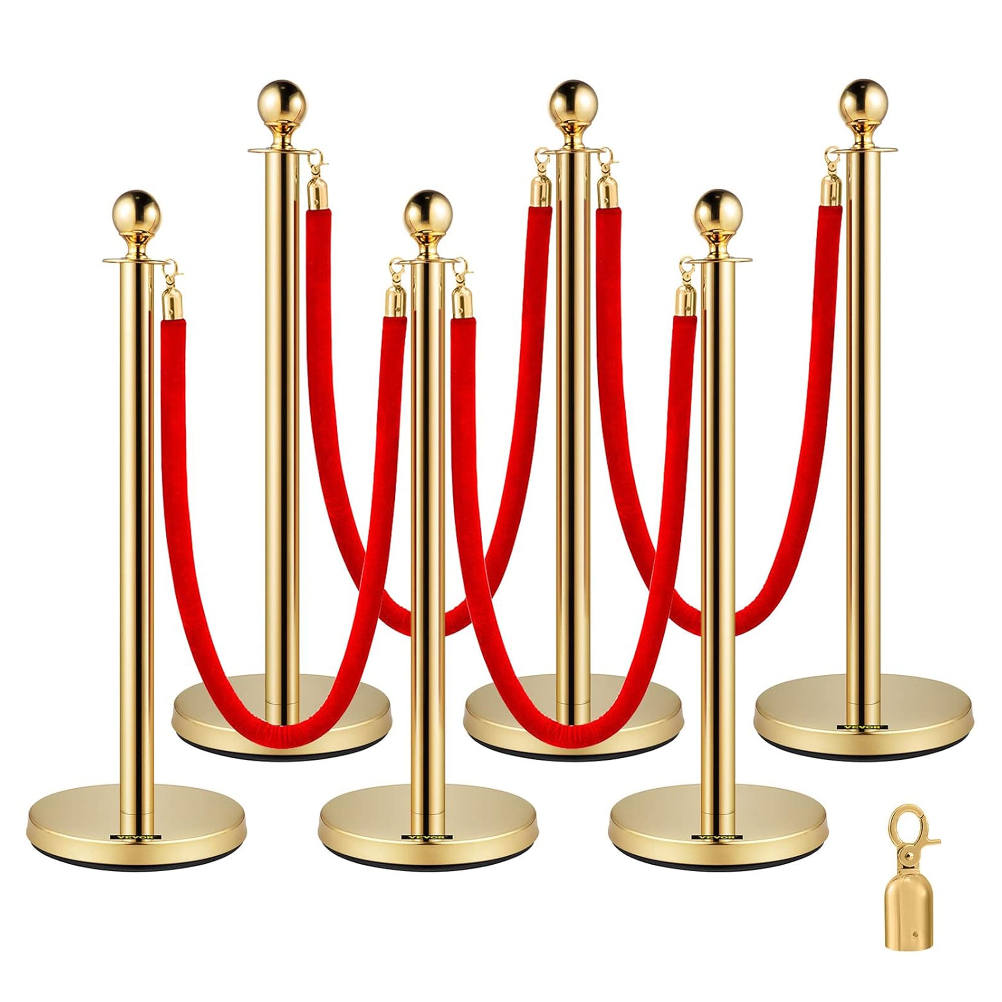 Vevor Velvet Ropes and Stanchion Post with Ball Top for Crowd Control Barriers - Smart-nests