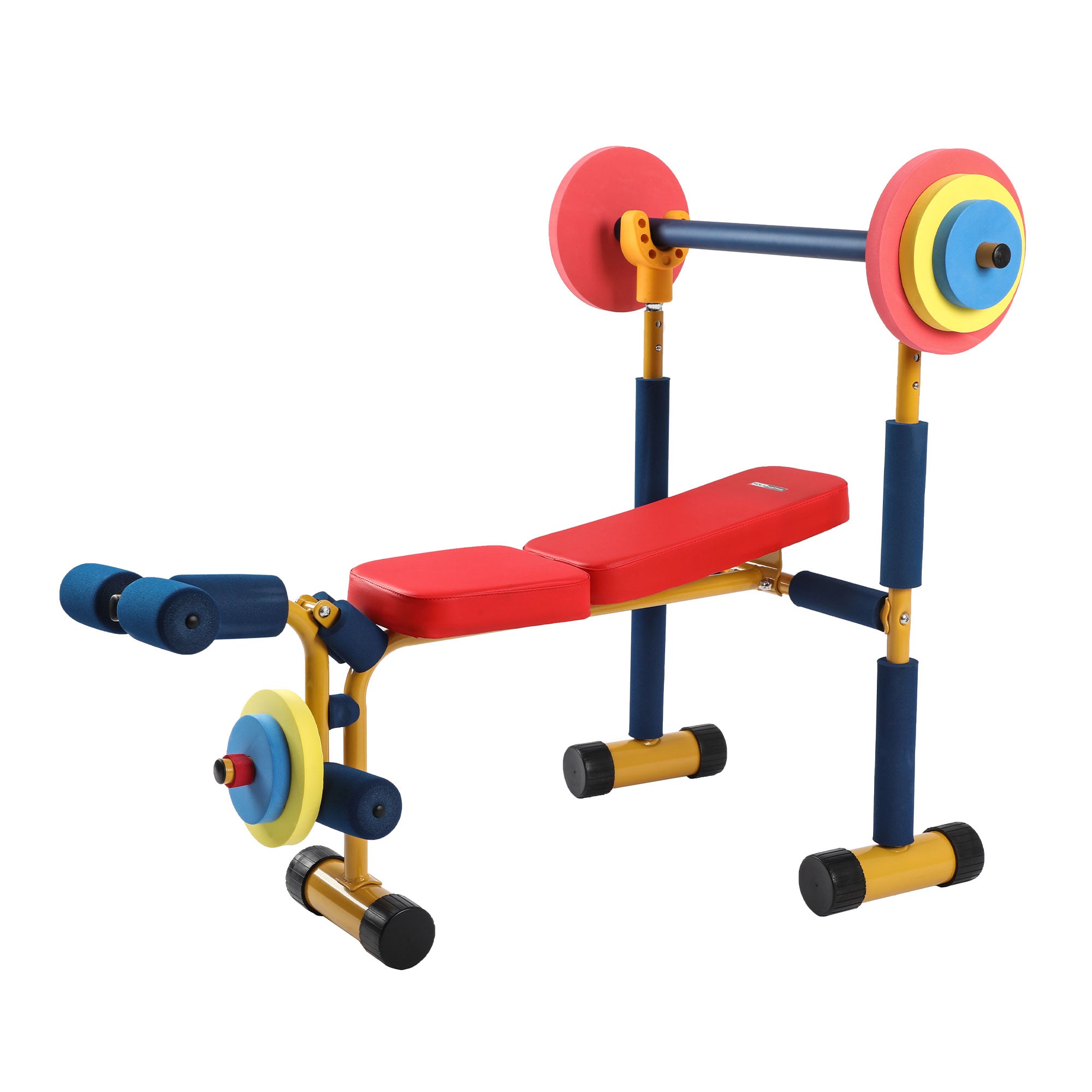 HolaHatha Kids Weight Bench Set with 35" Bench & Adjustable Headrest, Multicolor - Smart-nests