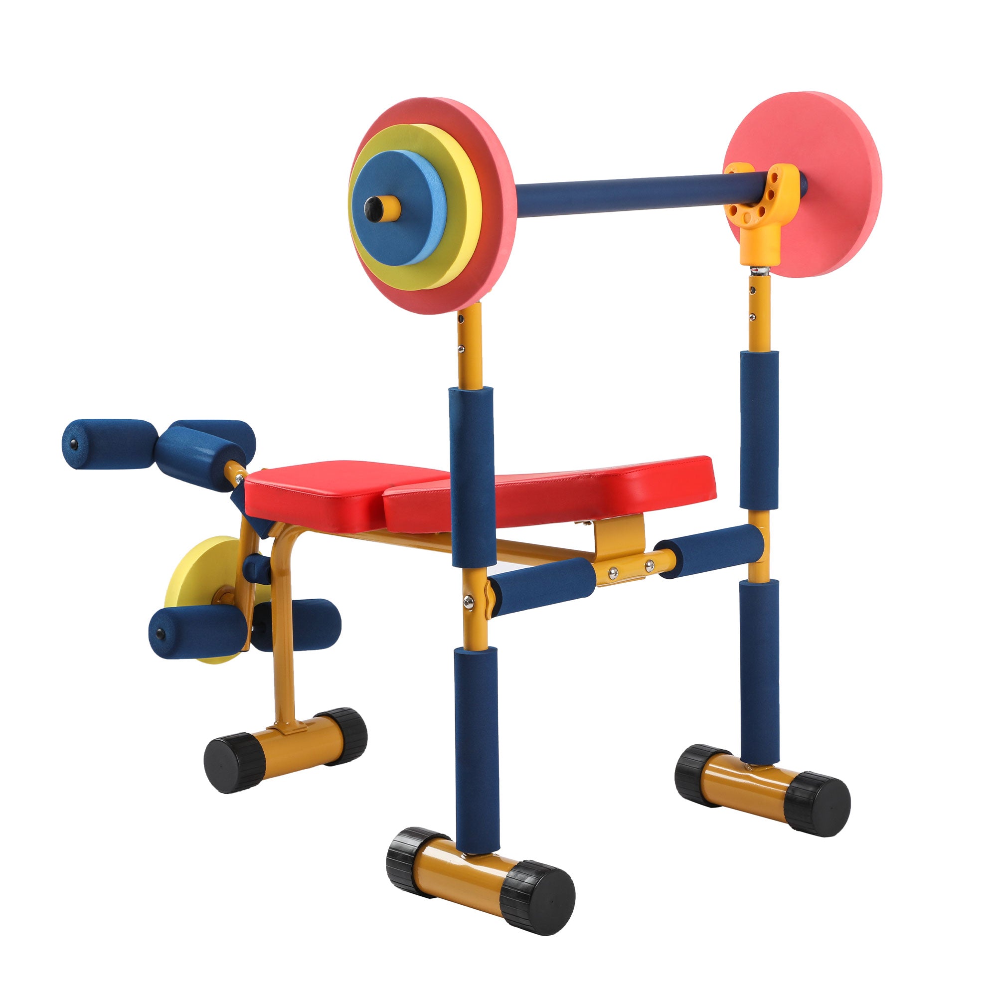 HolaHatha Kids Weight Bench Set with 35" Bench & Adjustable Headrest, Multicolor - Smart-nests