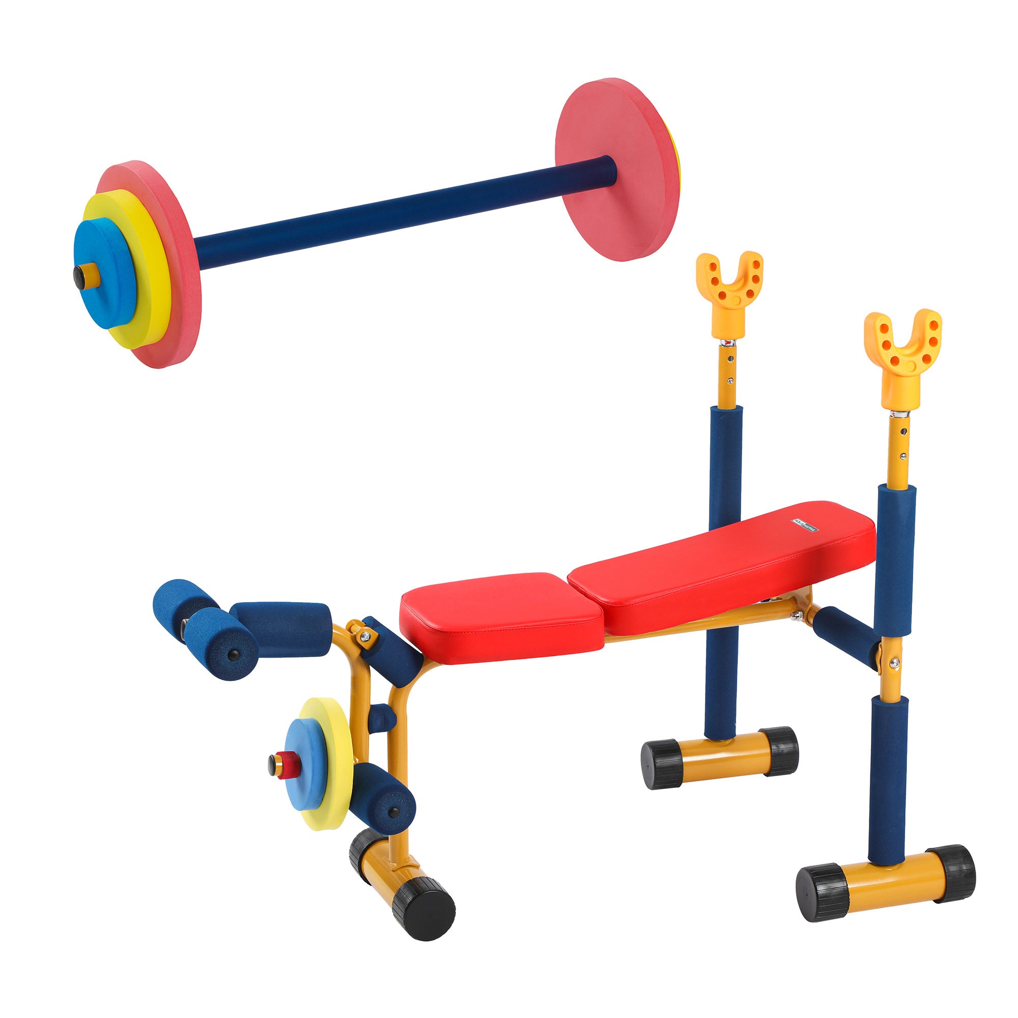 HolaHatha Kids Weight Bench Set with 35" Bench & Adjustable Headrest, Multicolor - Smart-nests