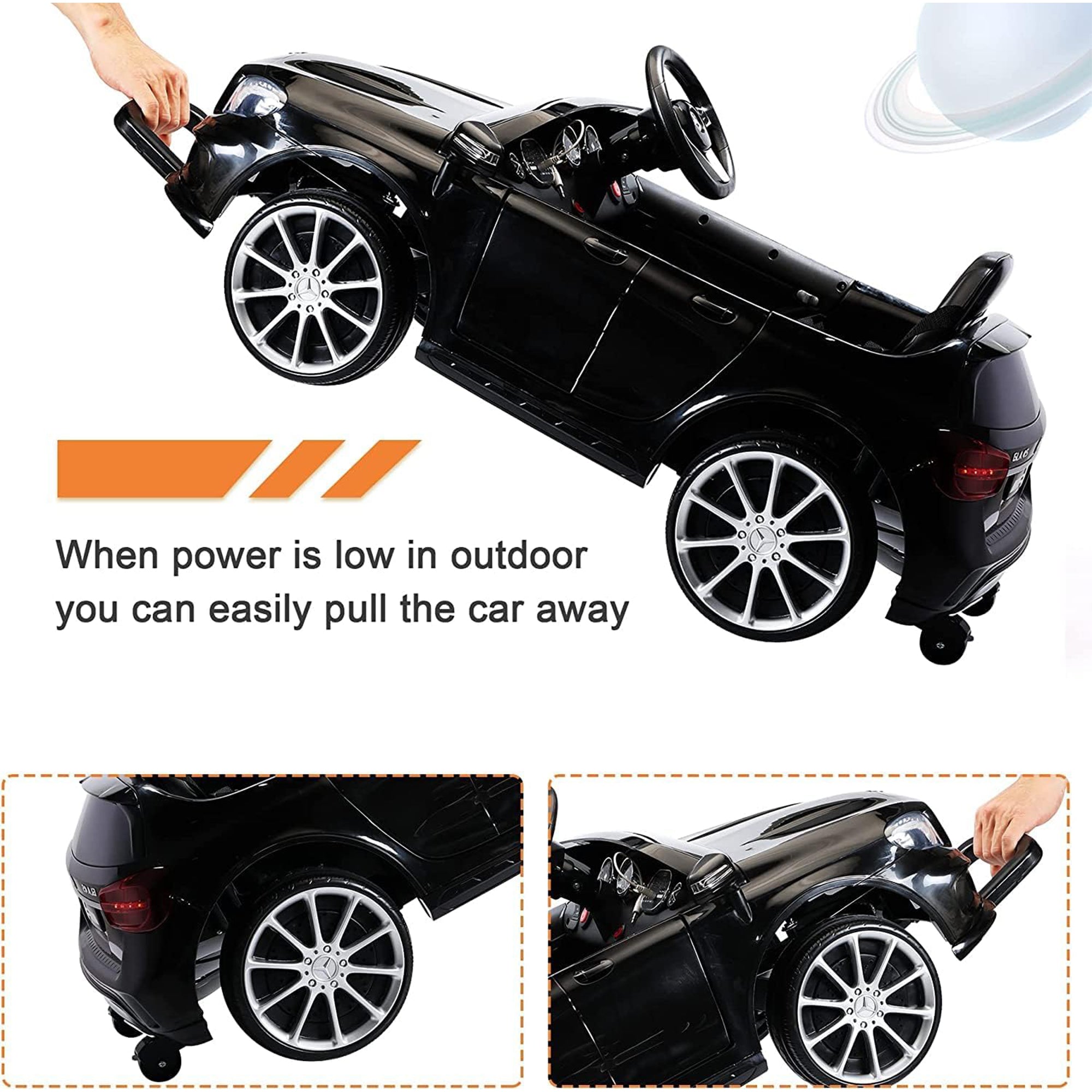 TOBBI 6 Volt Kids Electric Battery Powered Ride On Toy Mercedes Benz Car, Black - Smart-nests