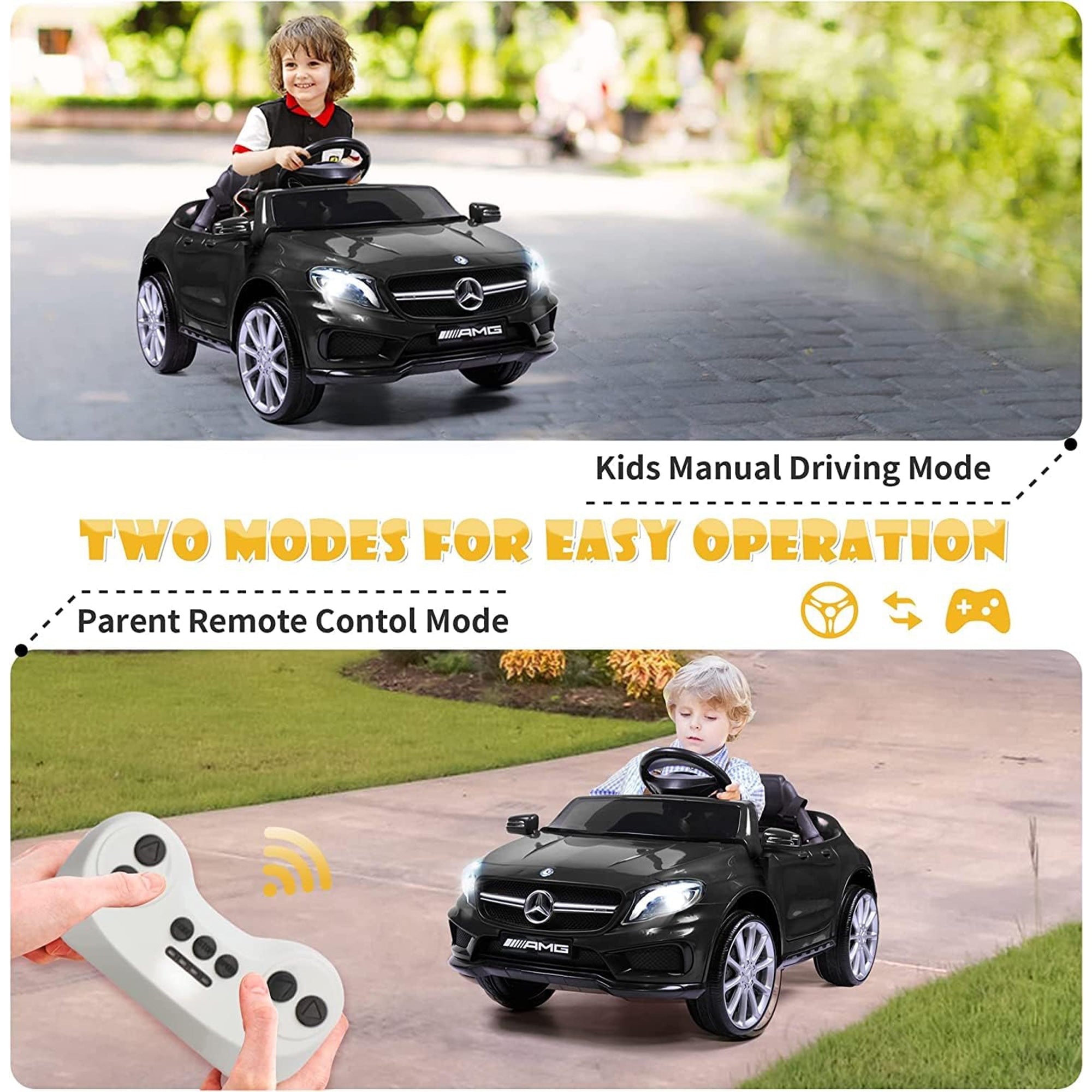 TOBBI 6 Volt Kids Electric Battery Powered Ride On Toy Mercedes Benz Car, Black - Smart-nests