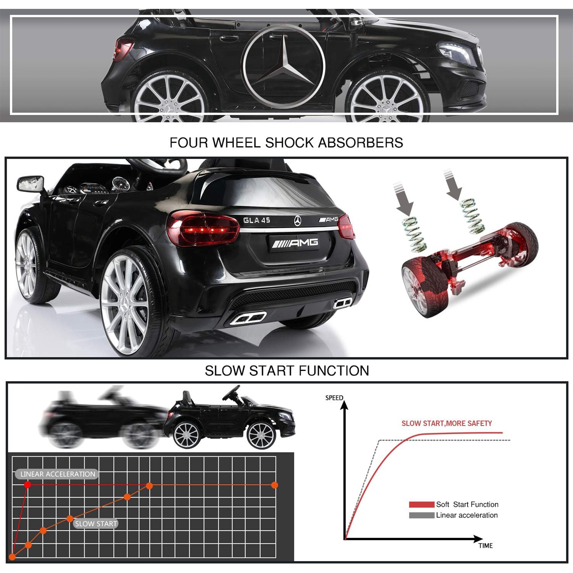 TOBBI 6 Volt Kids Electric Battery Powered Ride On Toy Mercedes Benz Car, Black - Smart-nests