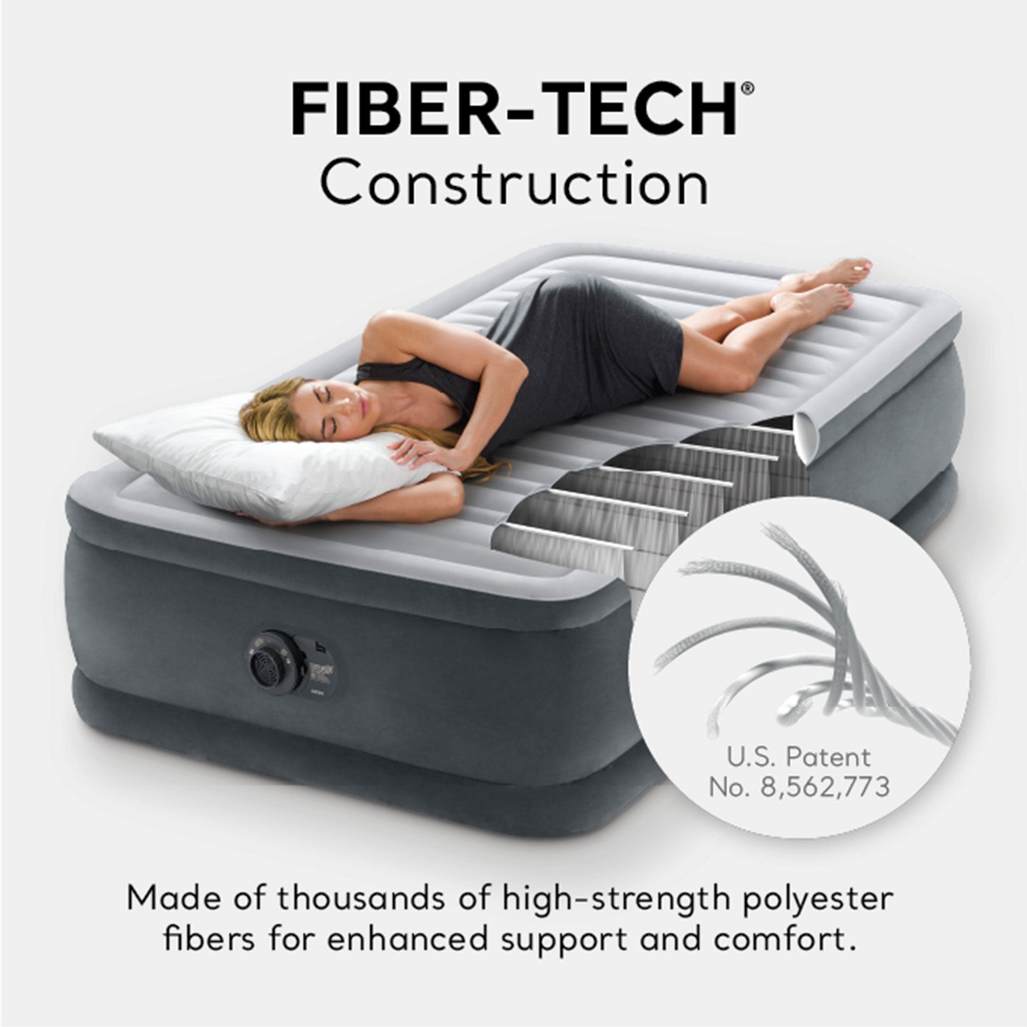 Intex Dura Beam Comfort Plus Airbed Mattress w/ Built In Pump, Twin Size, 2 Pack - Smart-nests