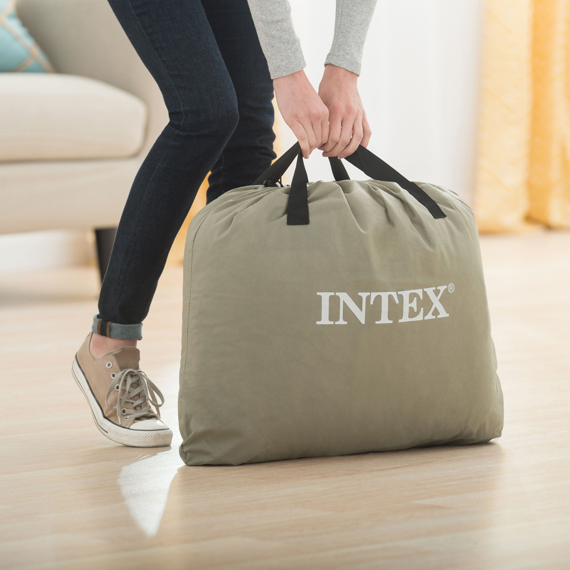 Intex Dura Beam Comfort Plus Airbed Mattress w/ Built In Pump, Twin Size, 2 Pack - Smart-nests