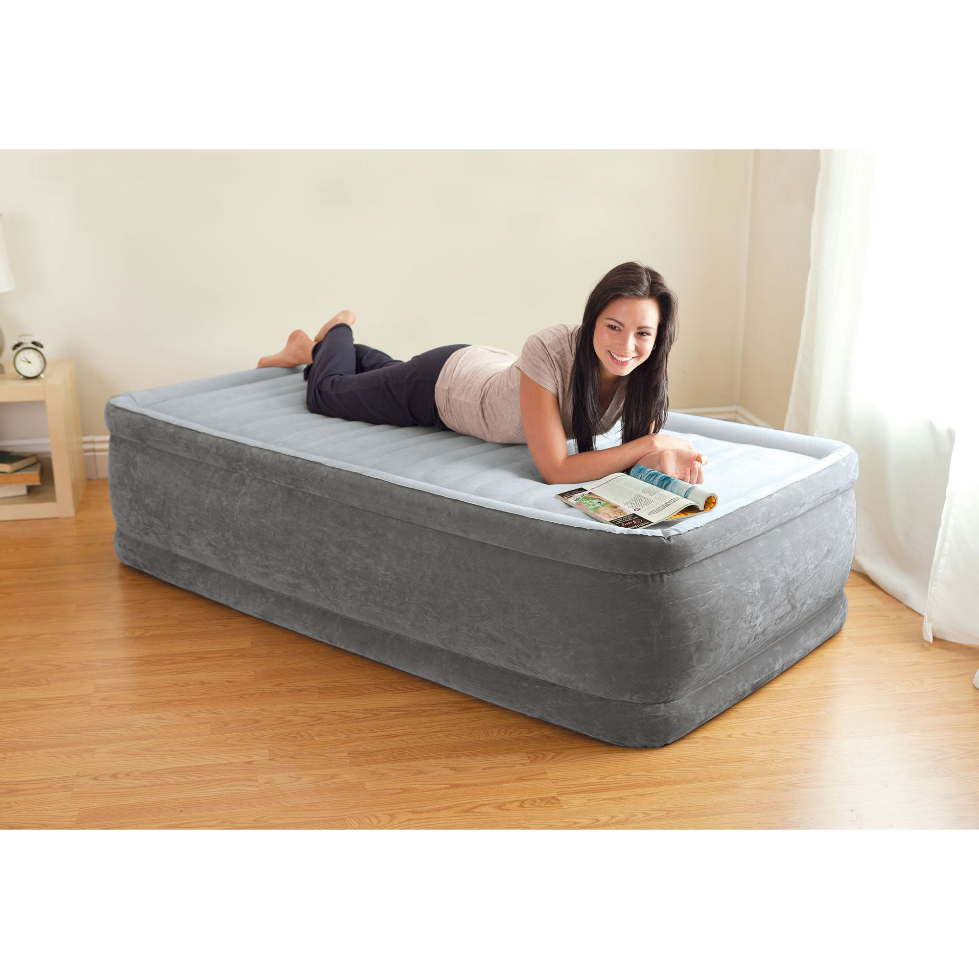Intex Dura Beam Comfort Plus Airbed Mattress w/ Built In Pump, Twin Size, 2 Pack - Smart-nests