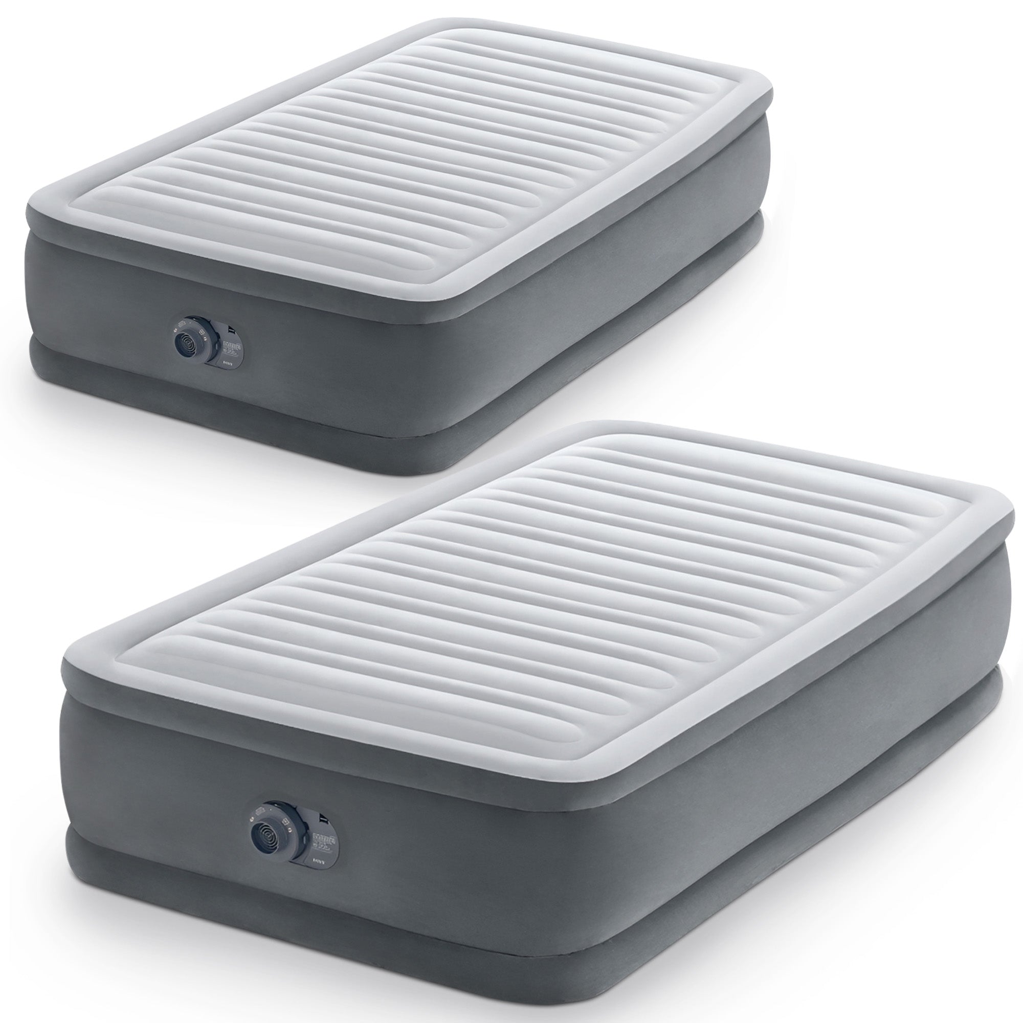 Intex Dura Beam Comfort Plus Airbed Mattress w/ Built In Pump, Twin Size, 2 Pack - Smart-nests