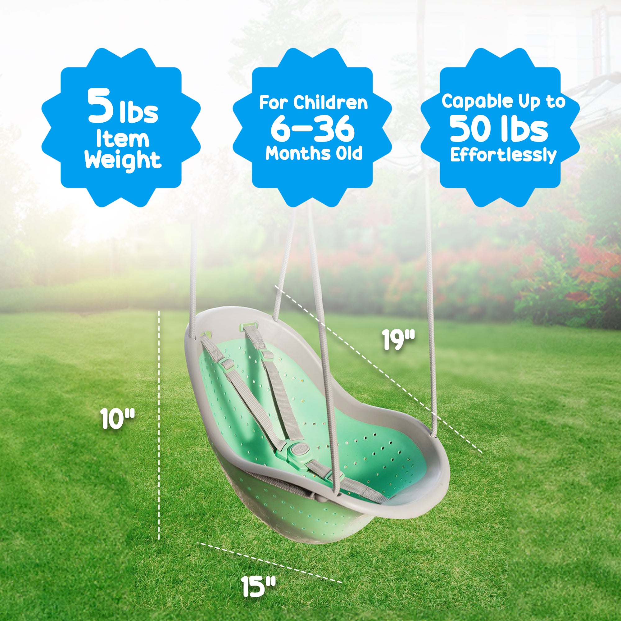 Sweeng Child Swing with Ease Z Adjust Harness Straps and Easy Hang Metal Hooks - Smart-nests