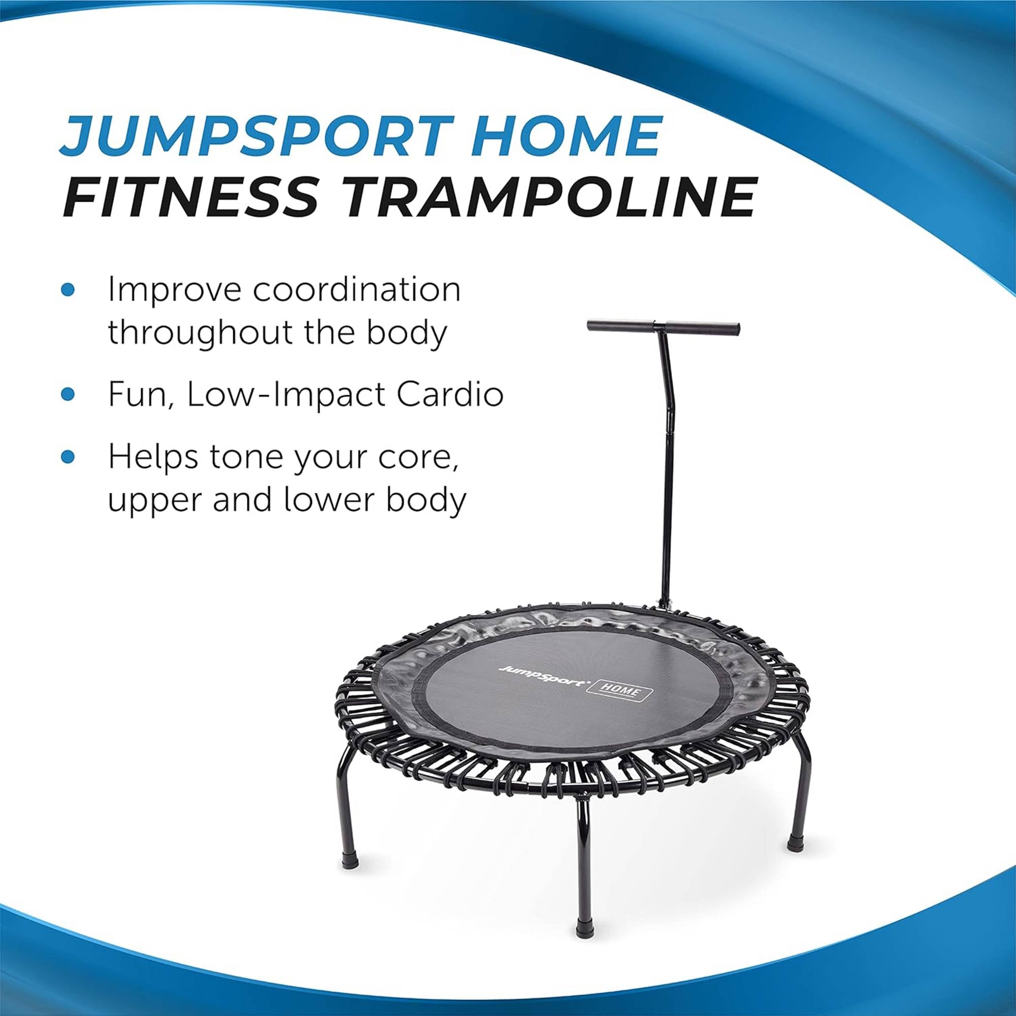 JumpSport Round Home Fitness Indoor Mini Rebounder Trampoline for Adults, Black - Smart-nests