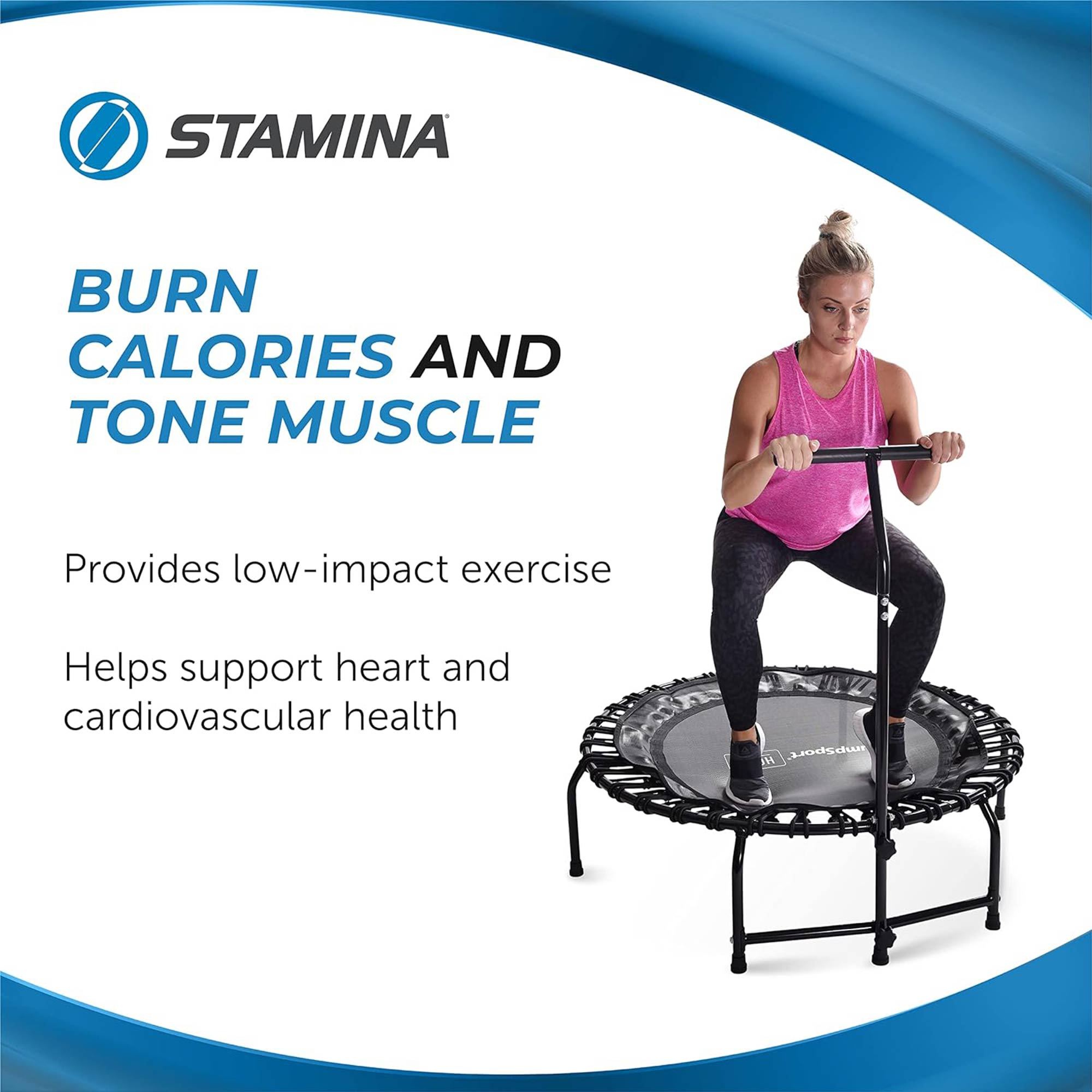 JumpSport Round Home Fitness Indoor Mini Rebounder Trampoline for Adults, Black - Smart-nests