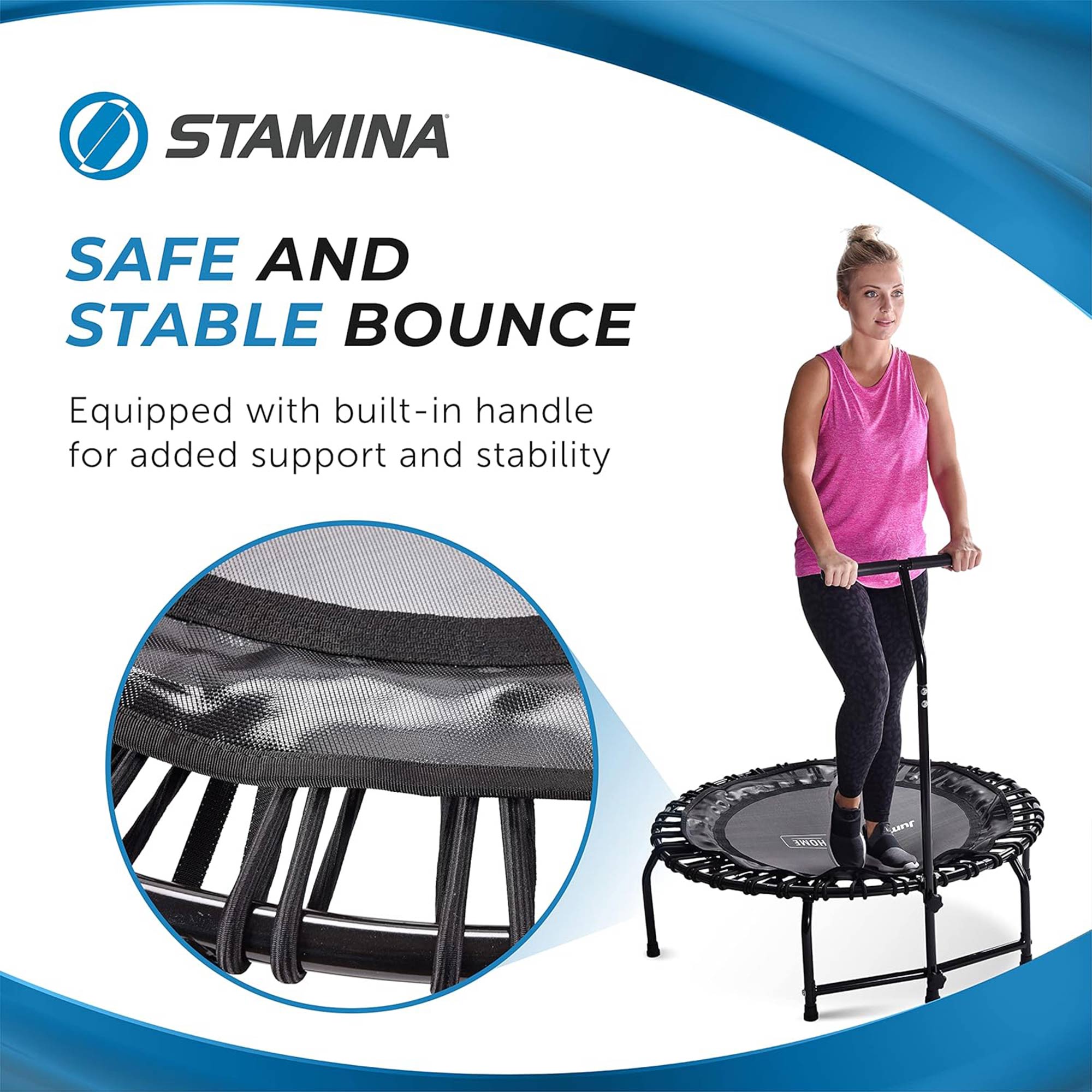 JumpSport Round Home Fitness Indoor Mini Rebounder Trampoline for Adults, Black - Smart-nests