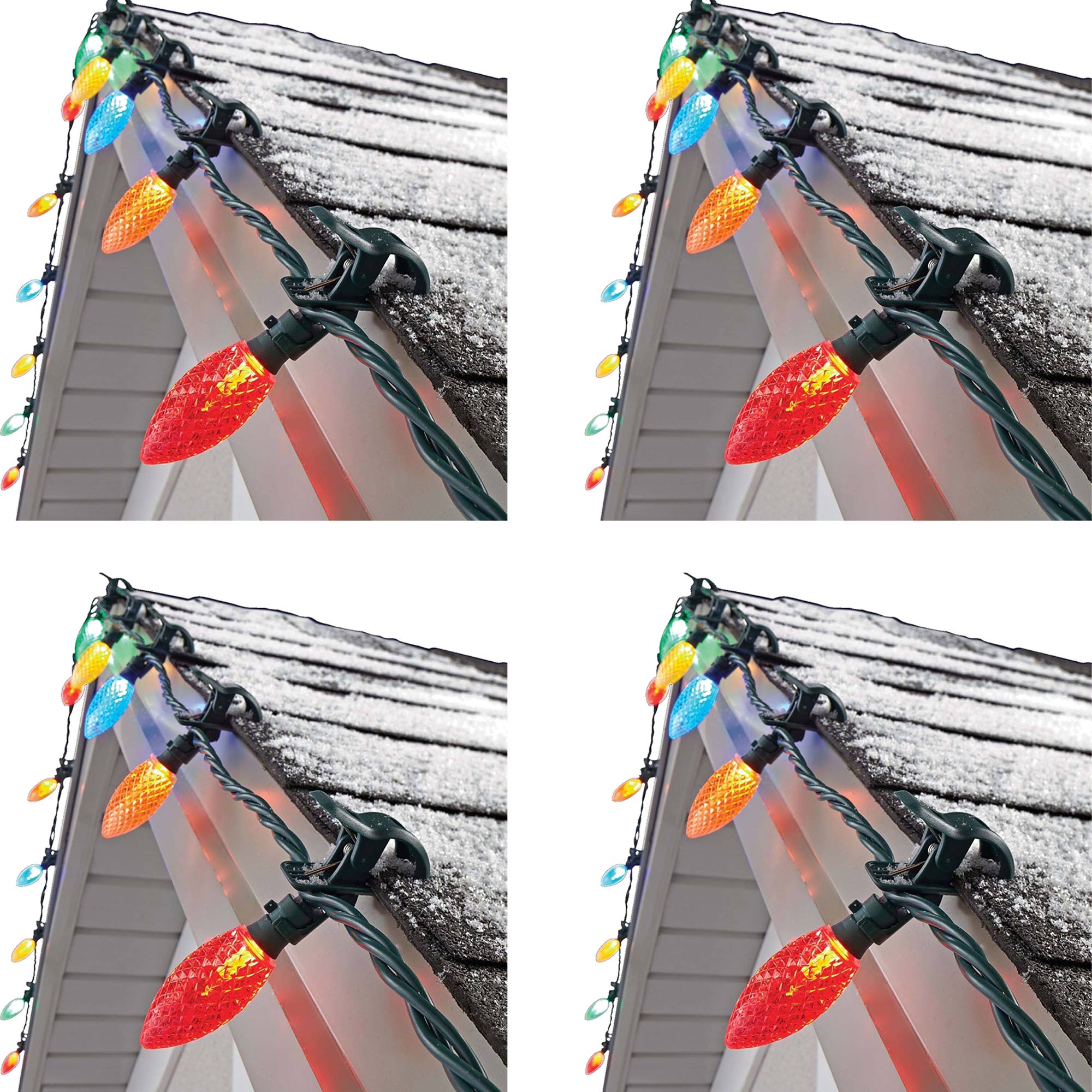 NOMA Quick Clip C9 LED Christmas String Lights, 100 Multicolored Bulbs (4 Pack) - Smart-nests