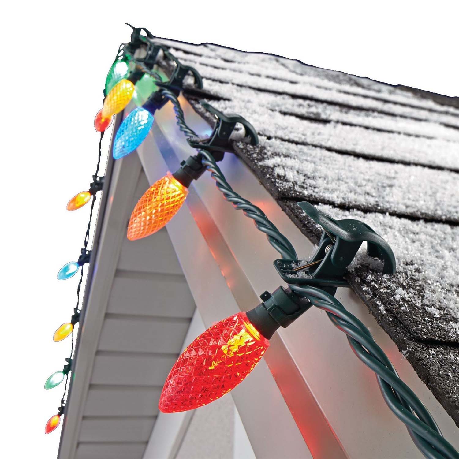 NOMA Quick Clip C9 LED Christmas String Lights, 100 Multicolored Bulbs (4 Pack) - Smart-nests