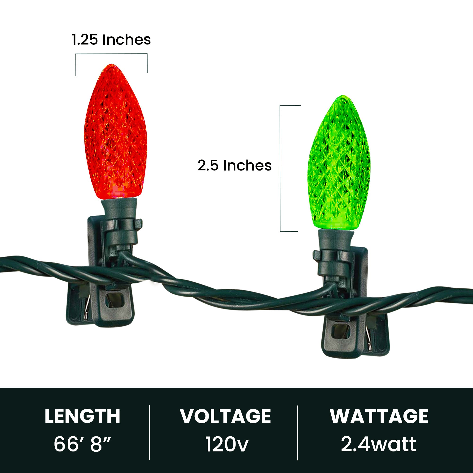 NOMA Quick Clip C9 LED Christmas String Lights, 100 Multicolored Bulbs (4 Pack) - Smart-nests
