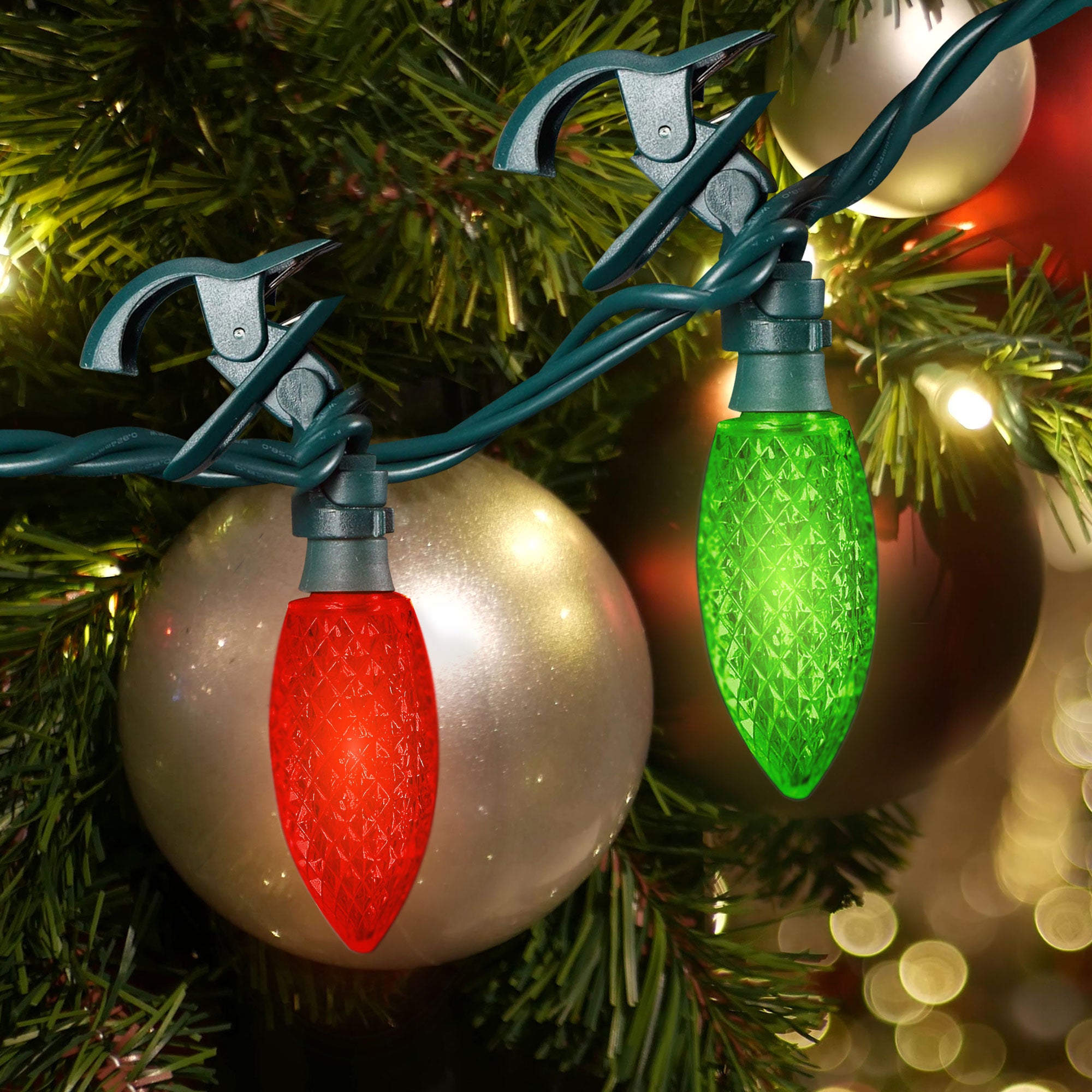 NOMA Quick Clip C9 LED Christmas String Lights, 100 Multicolored Bulbs (4 Pack) - Smart-nests