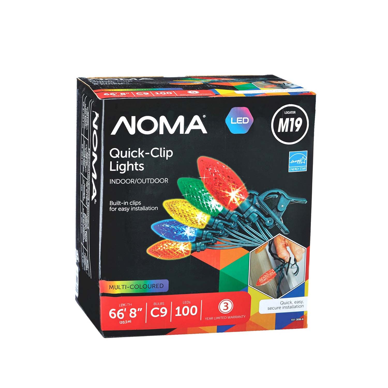 NOMA Quick Clip C9 LED Christmas String Lights, 100 Multicolored Bulbs (4 Pack) - Smart-nests