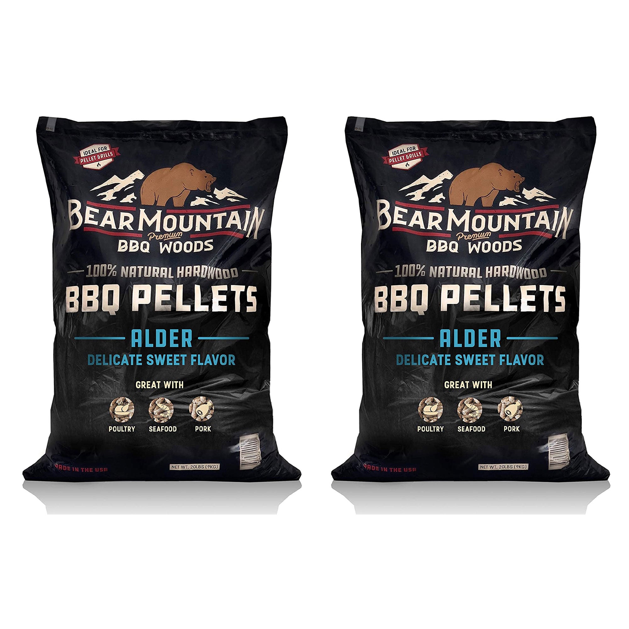 Bear Mountain 100 Percent Natural Alder Sweet Flavor Pellets, 20 Pounds (2 Pack) - Smart-nests