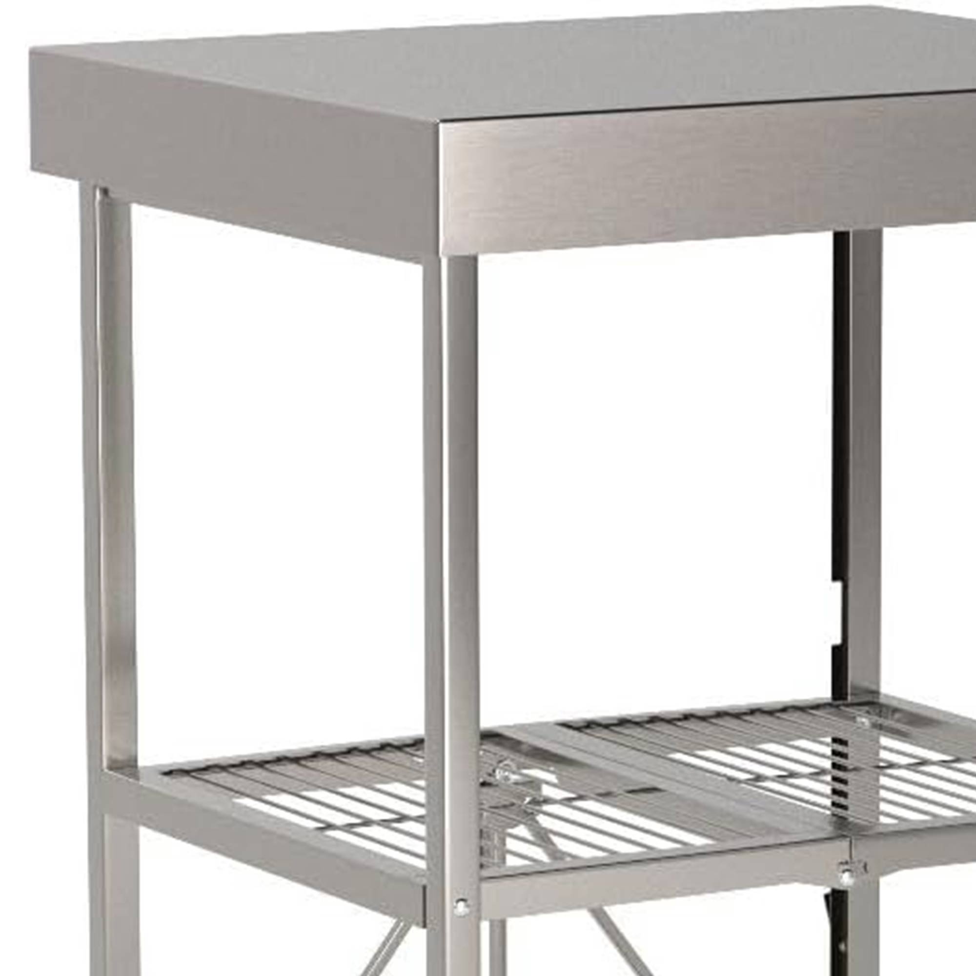 Origami RBT Fully Stainless Steel Foldable Kitchen Cart with Wheels, Silver - Smart-nests