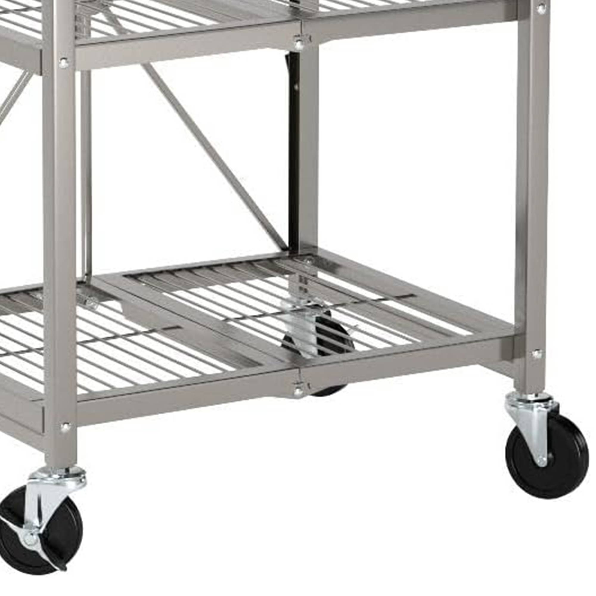 Origami RBT Fully Stainless Steel Foldable Kitchen Cart with Wheels, Silver - Smart-nests