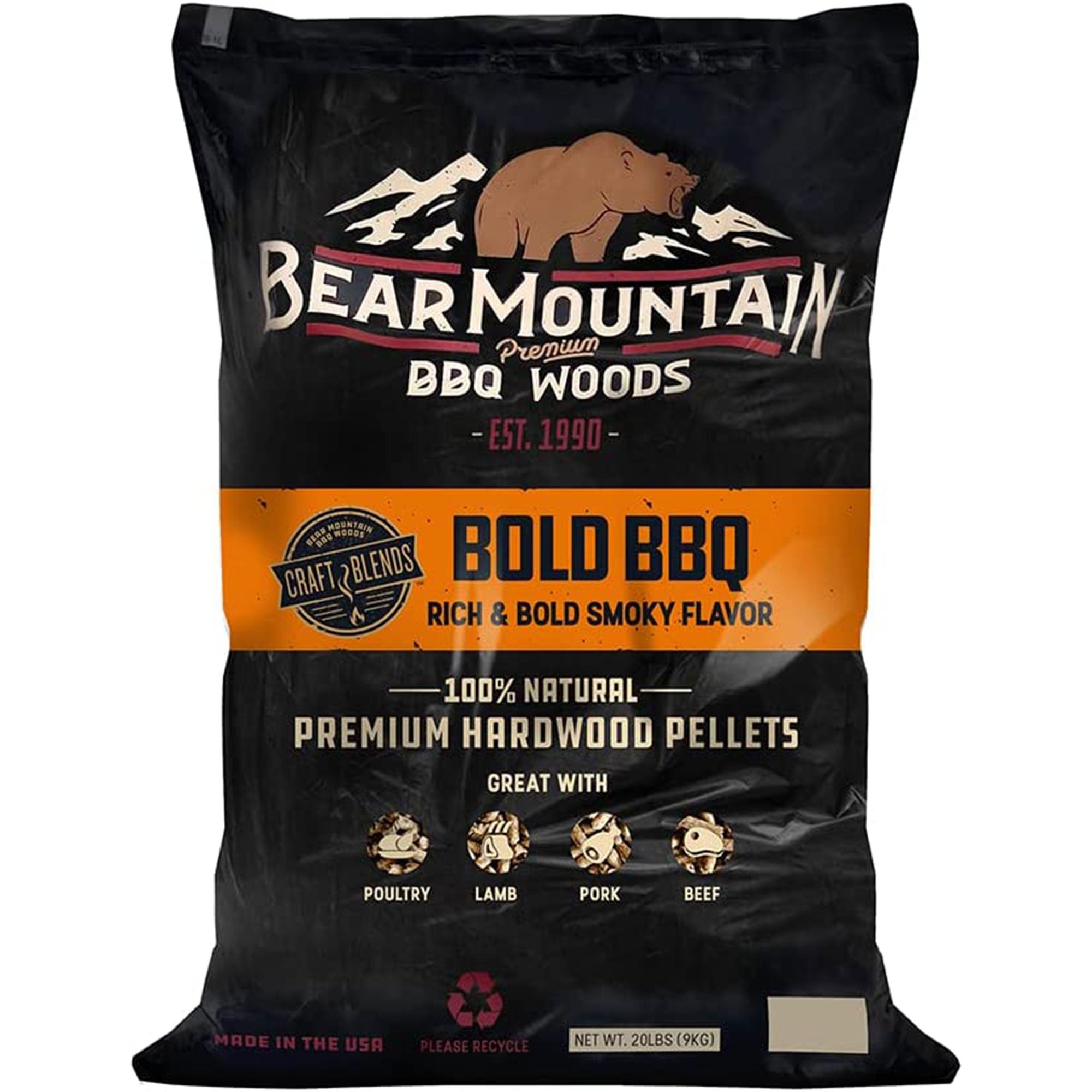 Bear Mountain BBQ Hardwood Bold Craft Blends Smoker Pellets, 20 Pounds (2 Pack) - Smart-nests