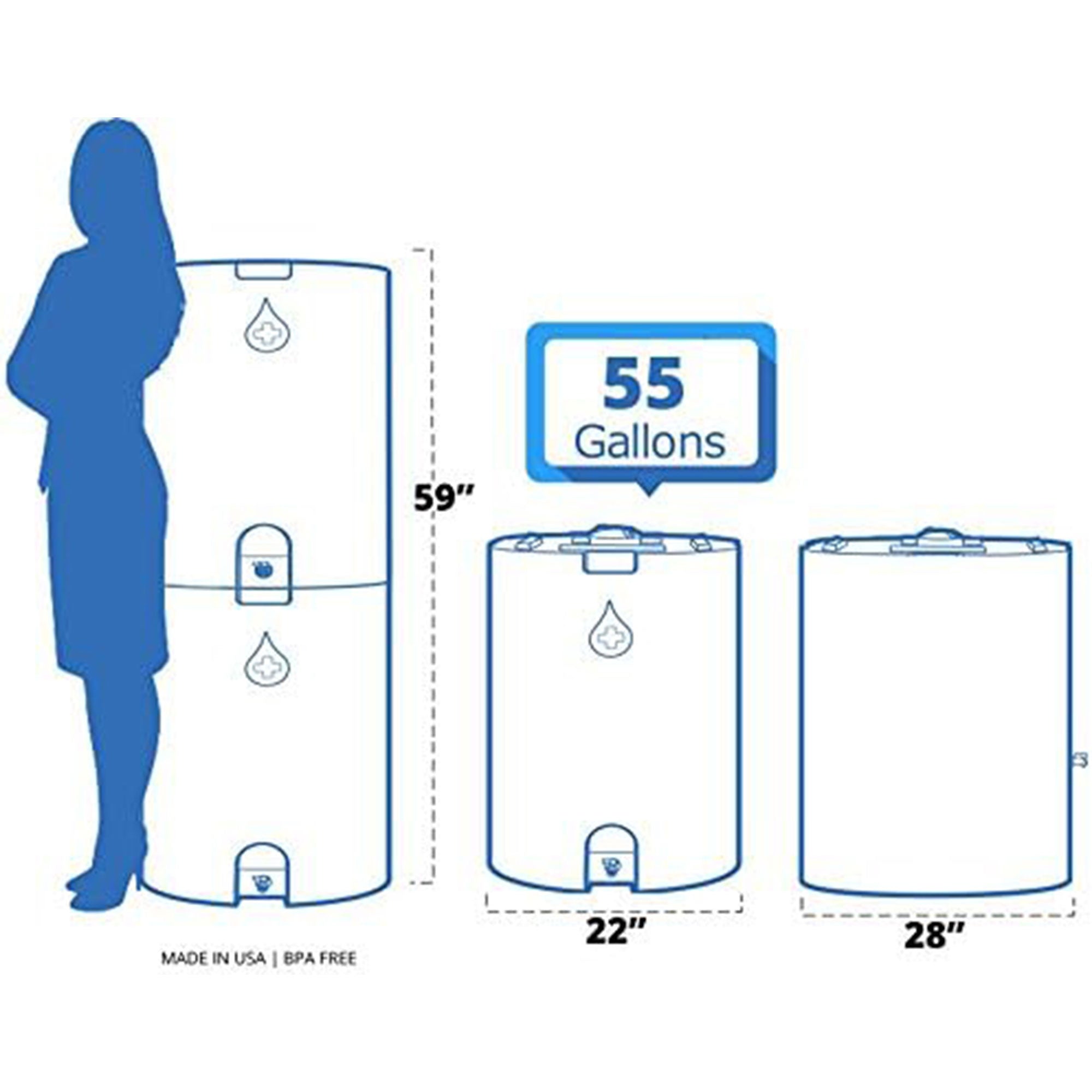 WaterPrepared 55 Gal Stackable Design Utility Water Tank with Large Cap (3 Pack) - Smart-nests