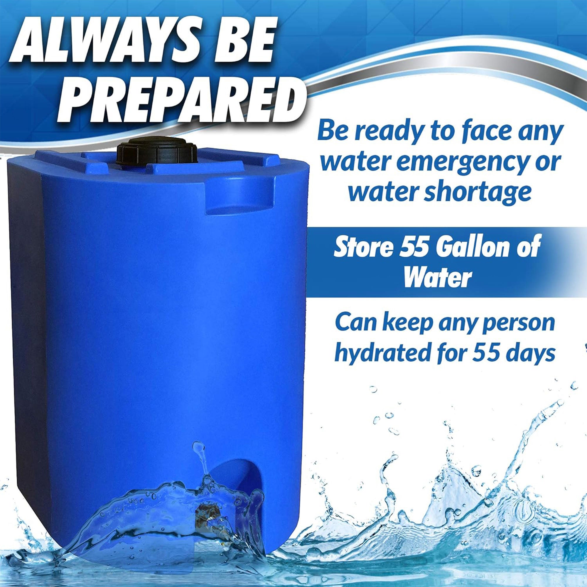 WaterPrepared 55 Gal Stackable Design Utility Water Tank with Large Cap (3 Pack) - Smart-nests