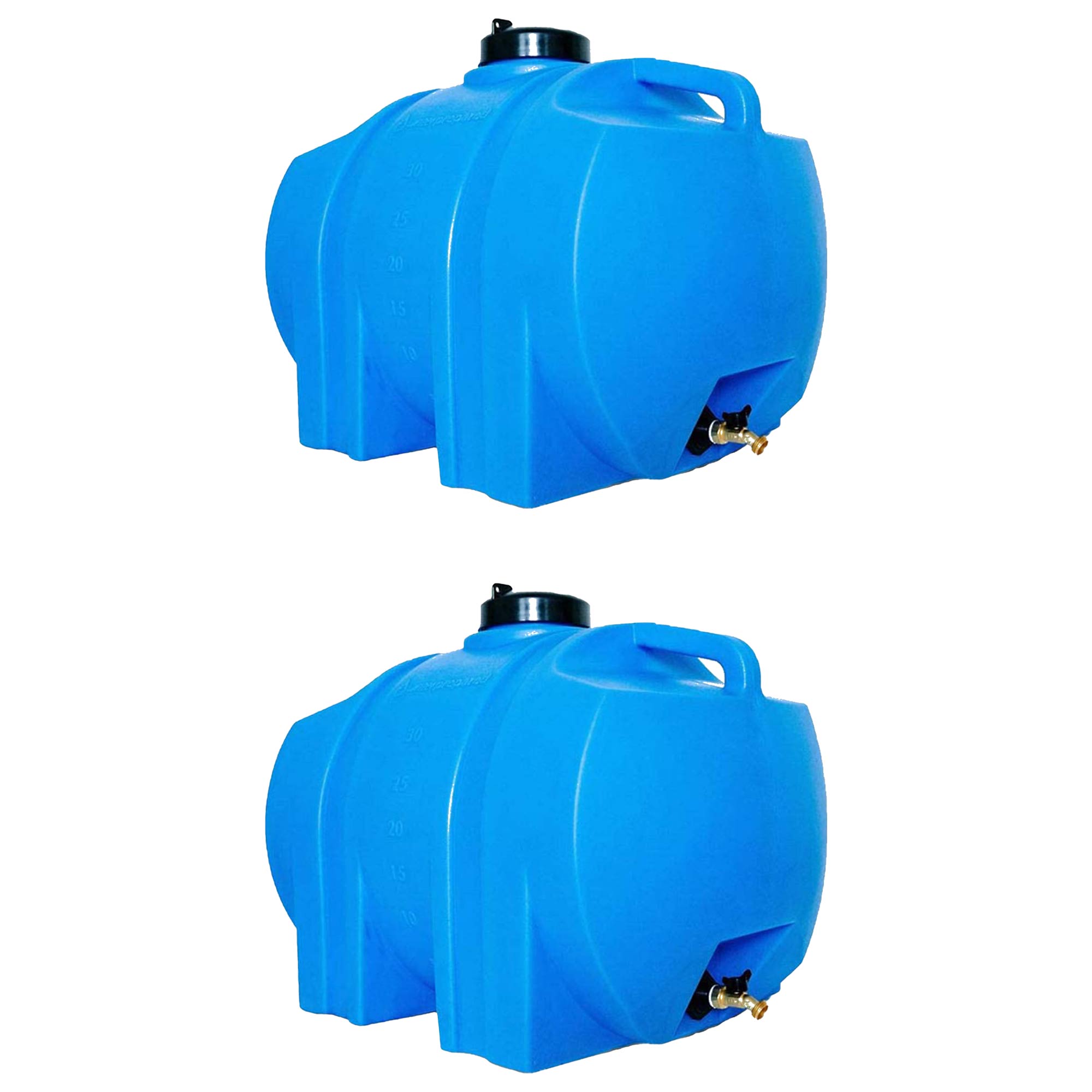 WaterPrepared 35 Gal Water Tank w/ Large Cap, Brass Spigot & Handles (2 Pack) - Smart-nests
