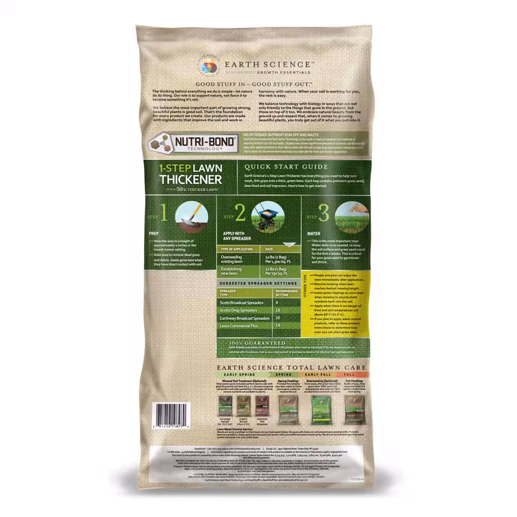 Earth Science 1 Step Sun & Shade Lawn Thickener Seed for Thin Lawns, 12 Pounds - Smart-nests