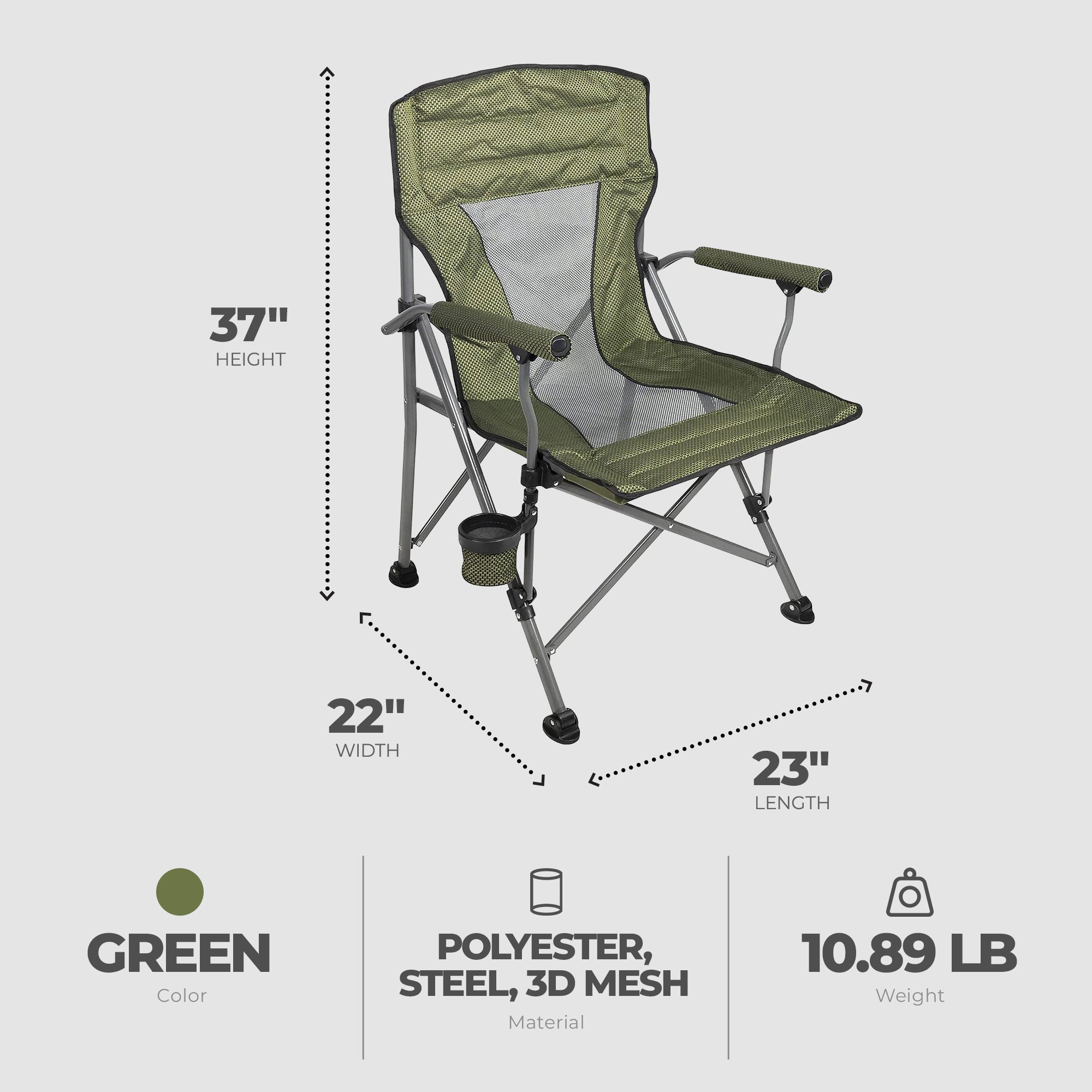 Four Seasons Courtyard Quad Sports Oversized Folding Arm Chairs, 4 Pack, Green - Smart-nests