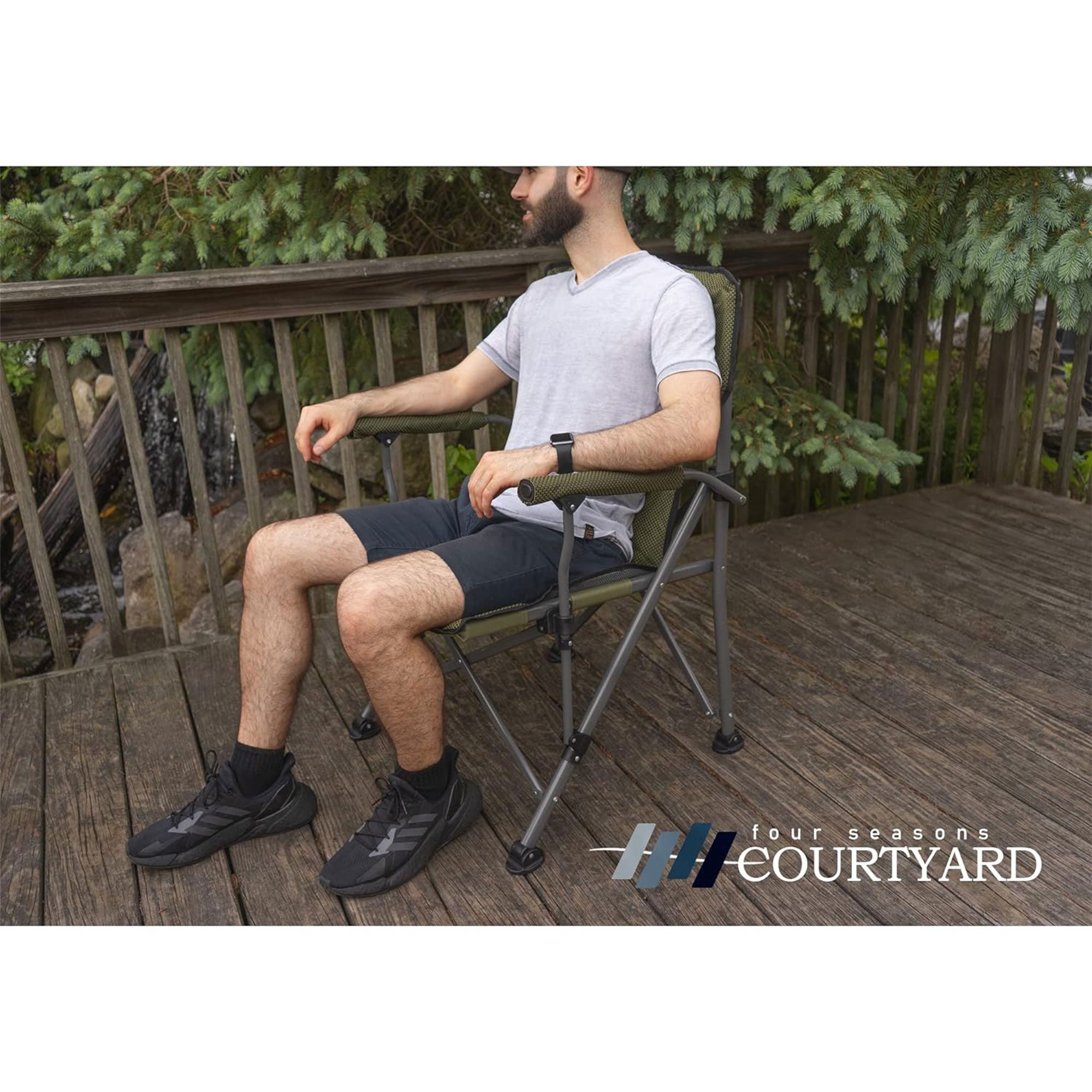 Four Seasons Courtyard Quad Sports Oversized Folding Arm Chairs, 4 Pack, Green - Smart-nests