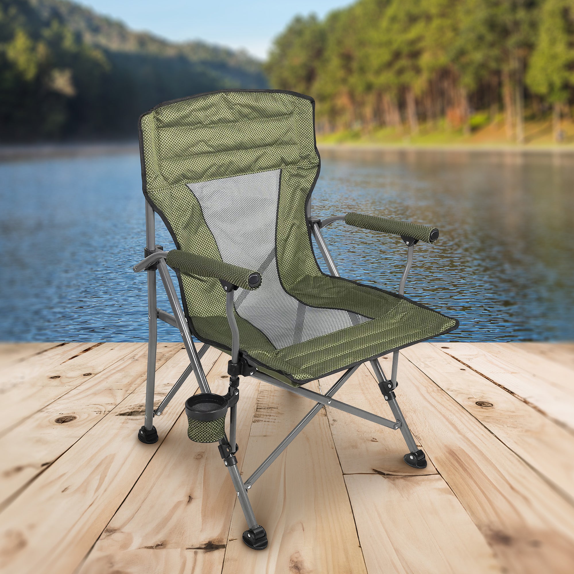 Four Seasons Courtyard Quad Sports Oversized Folding Arm Chairs, 4 Pack, Green - Smart-nests