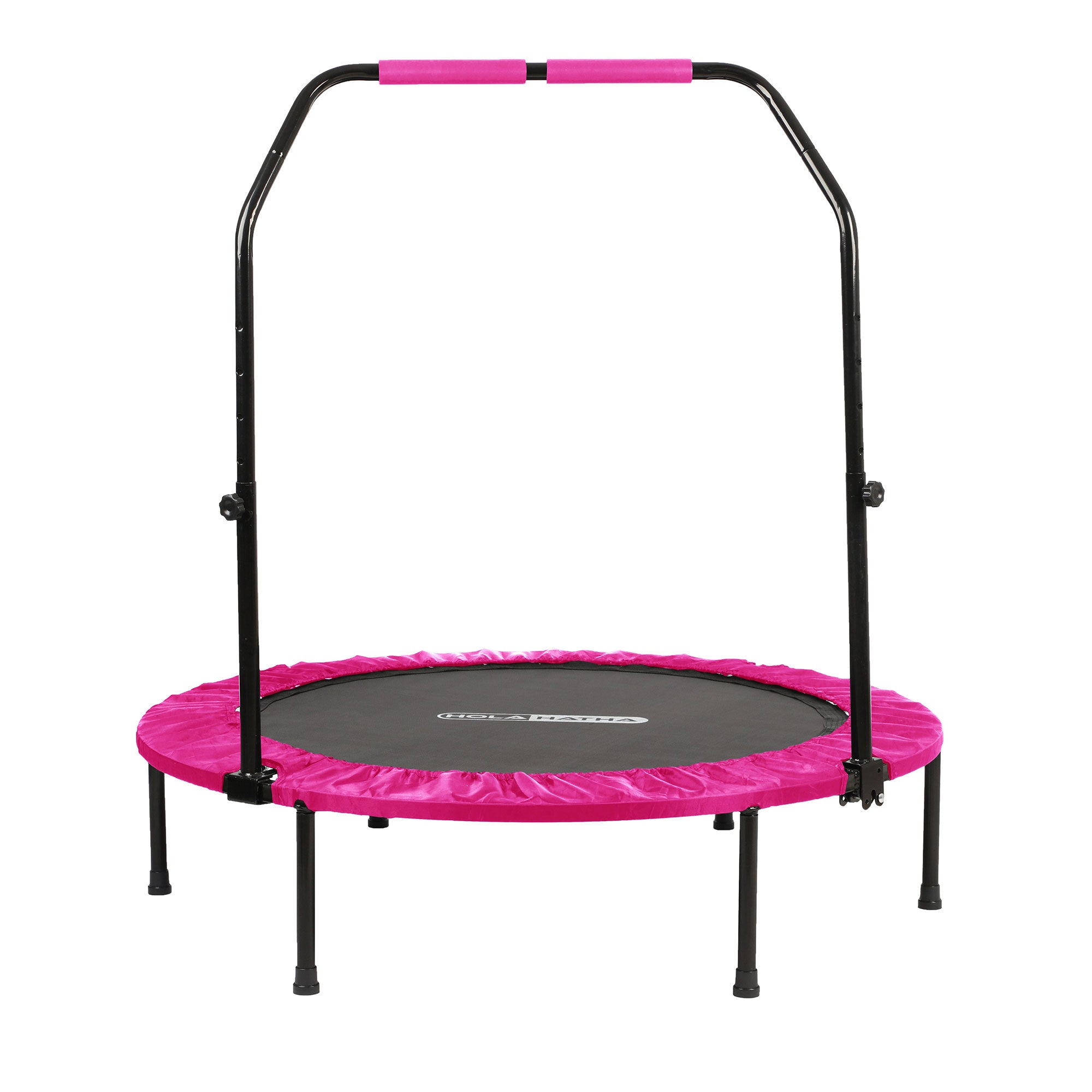 HolaHatha 40" Mini Trampoline Fitness Rebounder with Adjustable Handle, Pink - Smart-nests