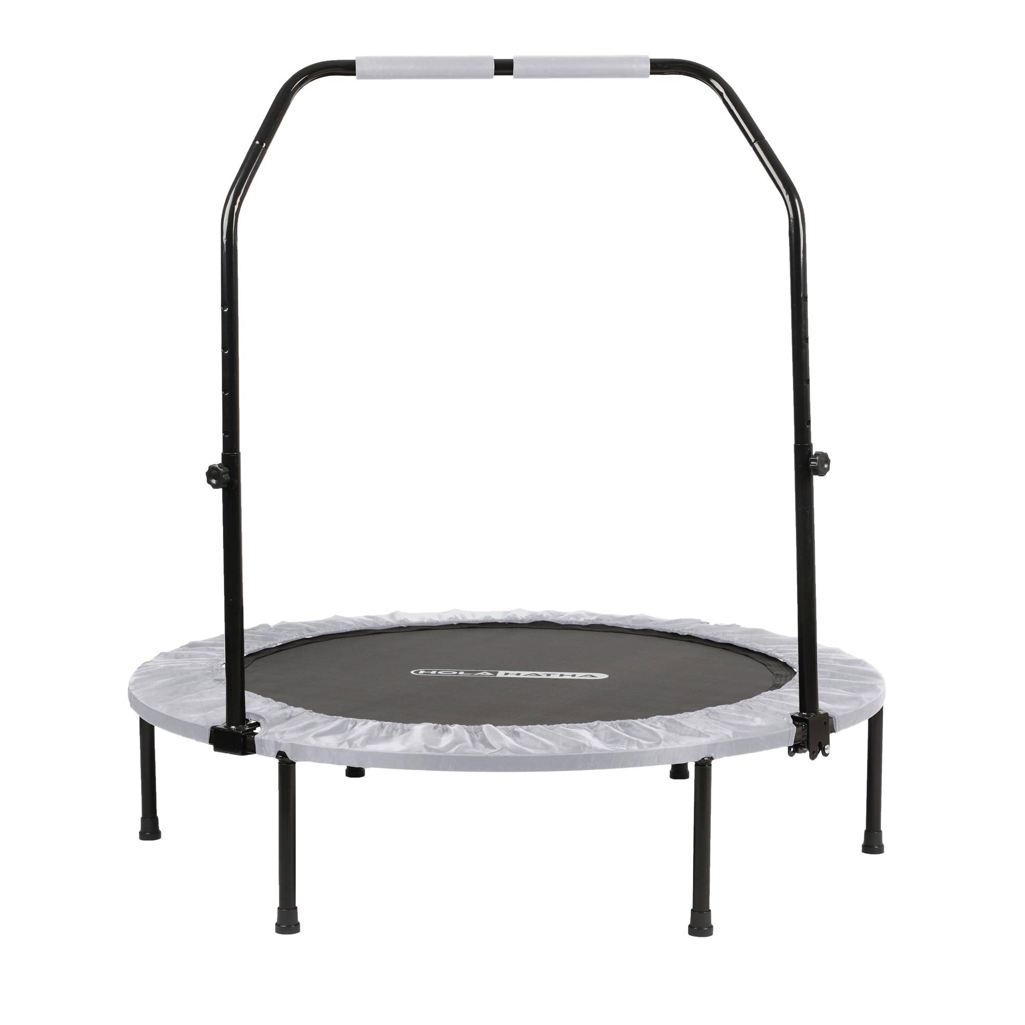 HolaHatha Foldable Mini Fitness Trampoline with Adjustable Handle, 40 in., White - Smart-nests