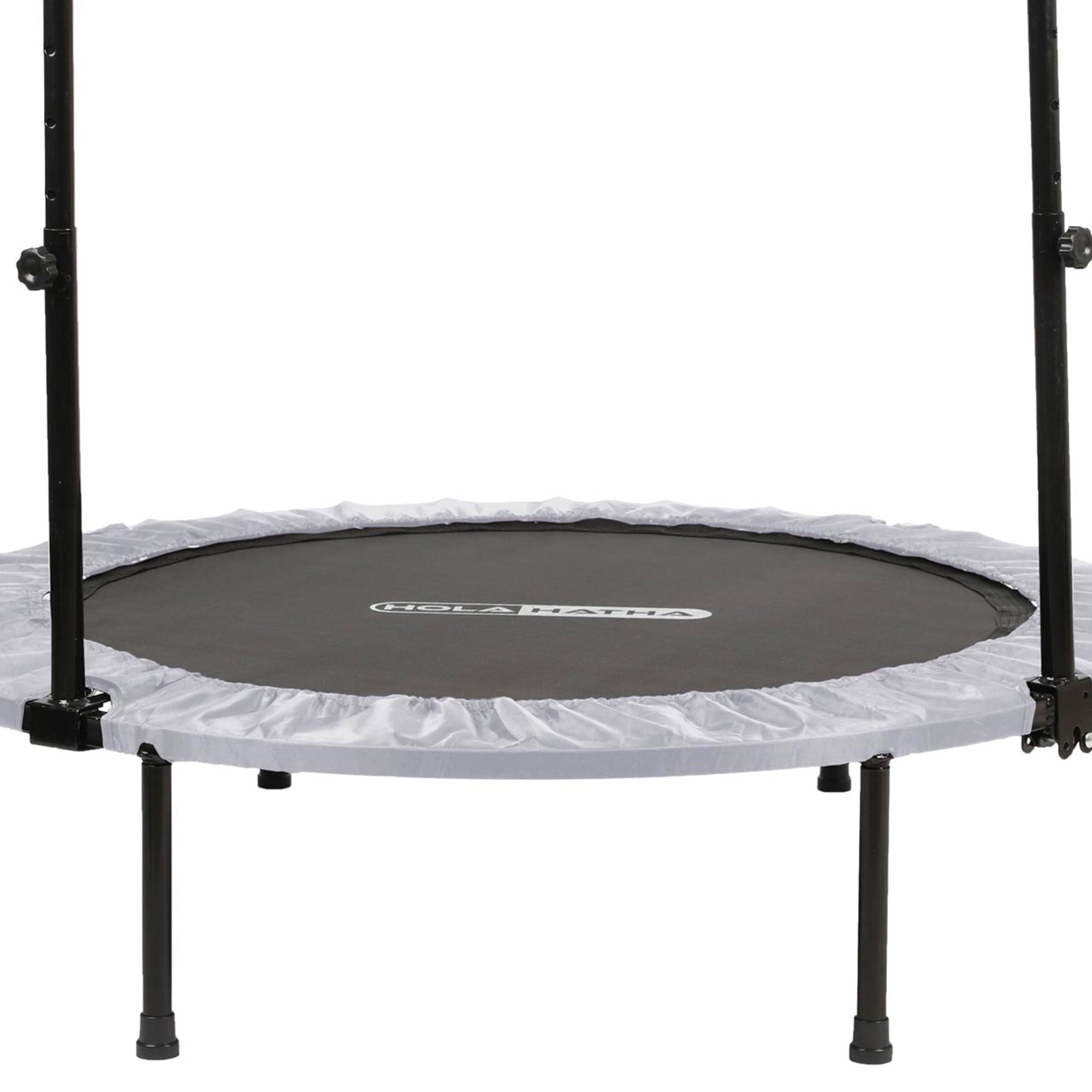 HolaHatha Foldable Mini Fitness Trampoline with Adjustable Handle, 40 in., White - Smart-nests
