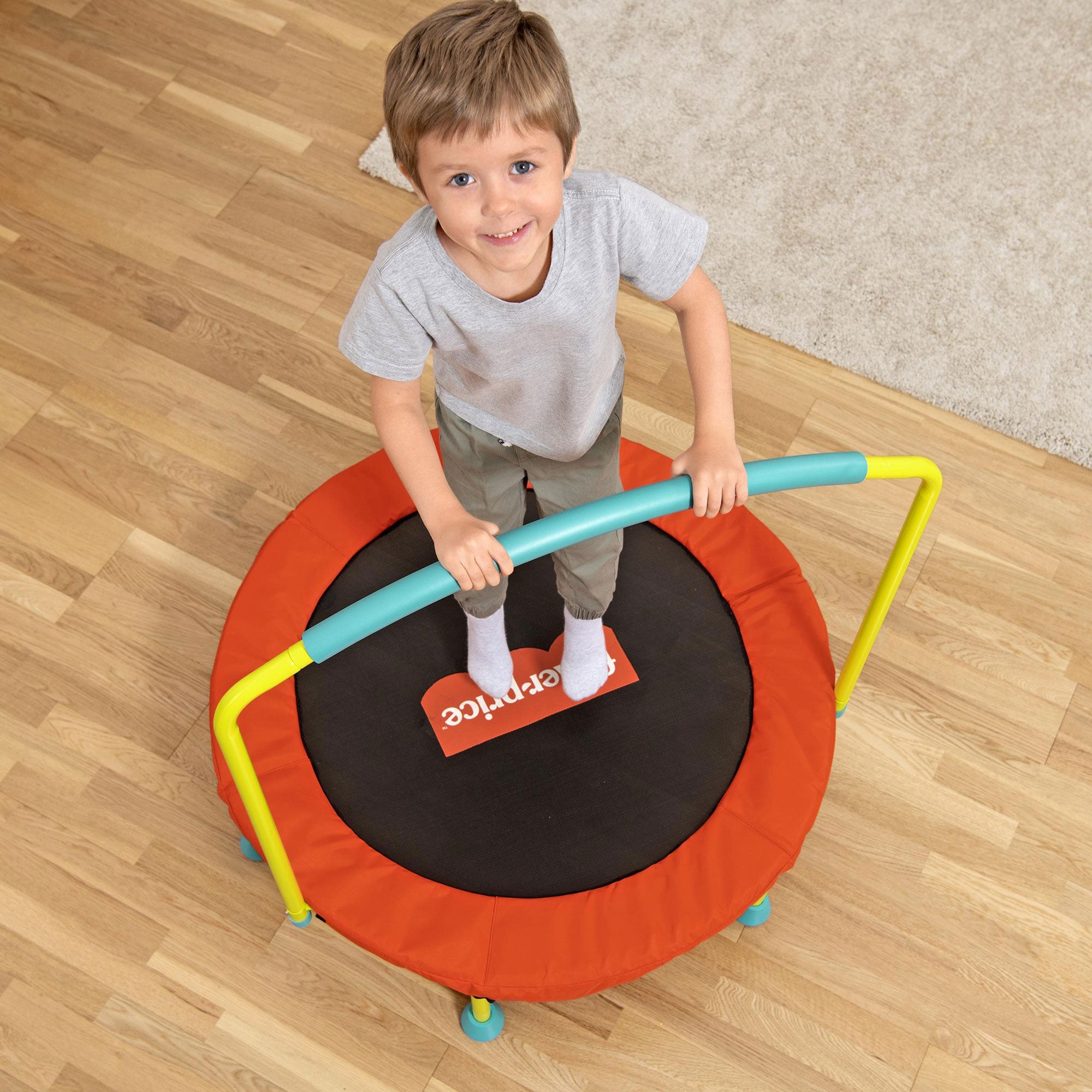 Fisher-Price WonderJump 36" Round Indoor Mini Trampoline Kids Toy, Multicolor - Smart-nests