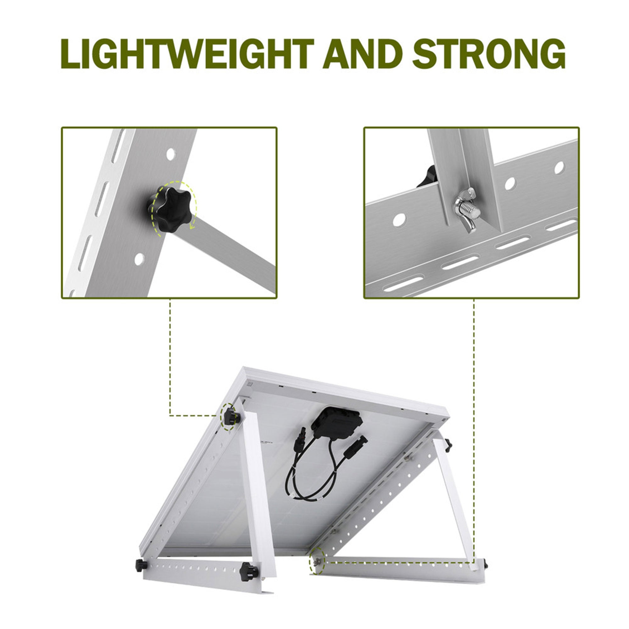 HQST Adjustable Solar Panel Tilt Mounting Brackets, 28” for 150W Panels, White - Smart-nests